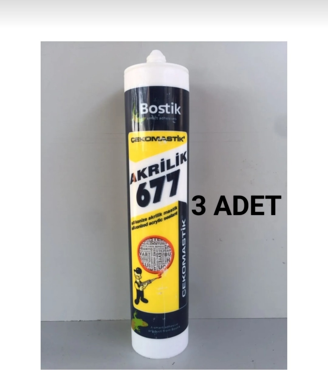 BOSTİK Akrilik Mastik 677-BEYAZ 500 gr - 3 Adet