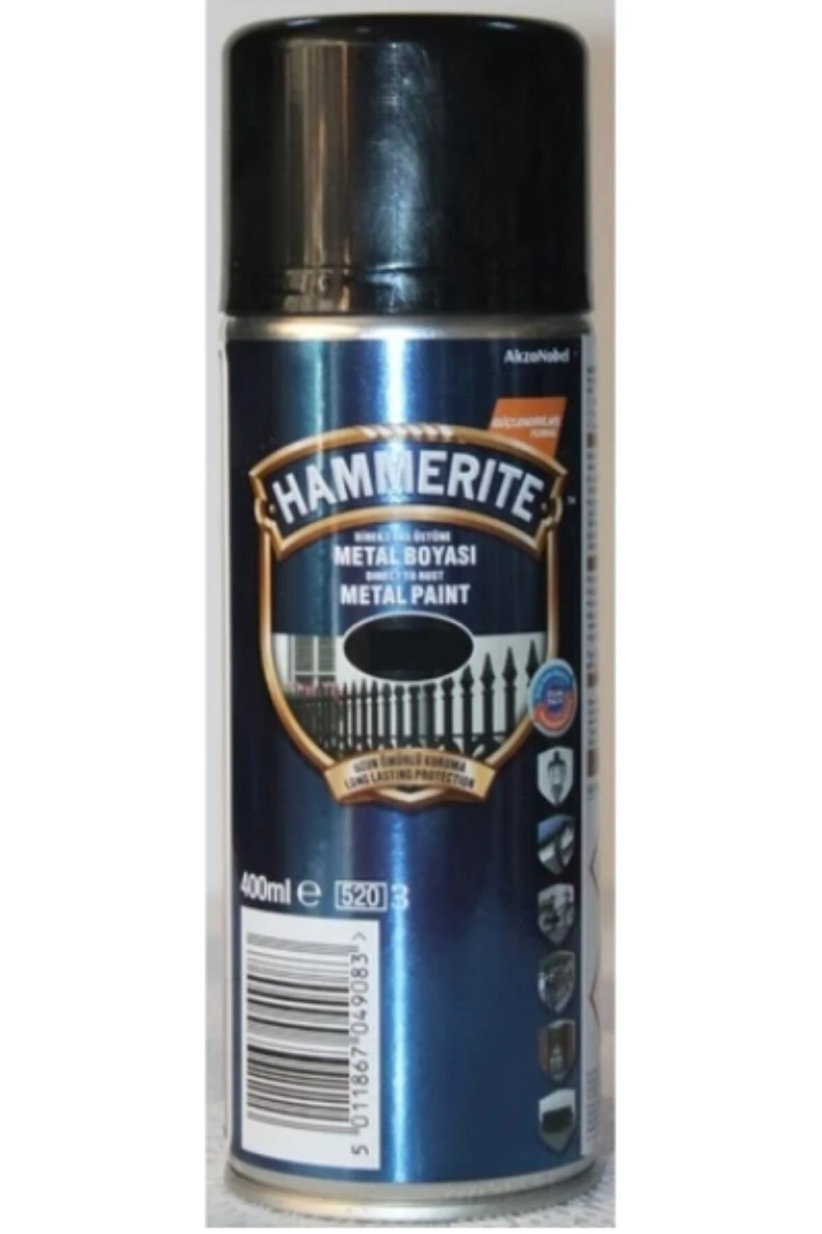 Marshall Direkt Pas Üstü Çekiçlenmiş Metal Boyası Sprey Siyah 400 Ml