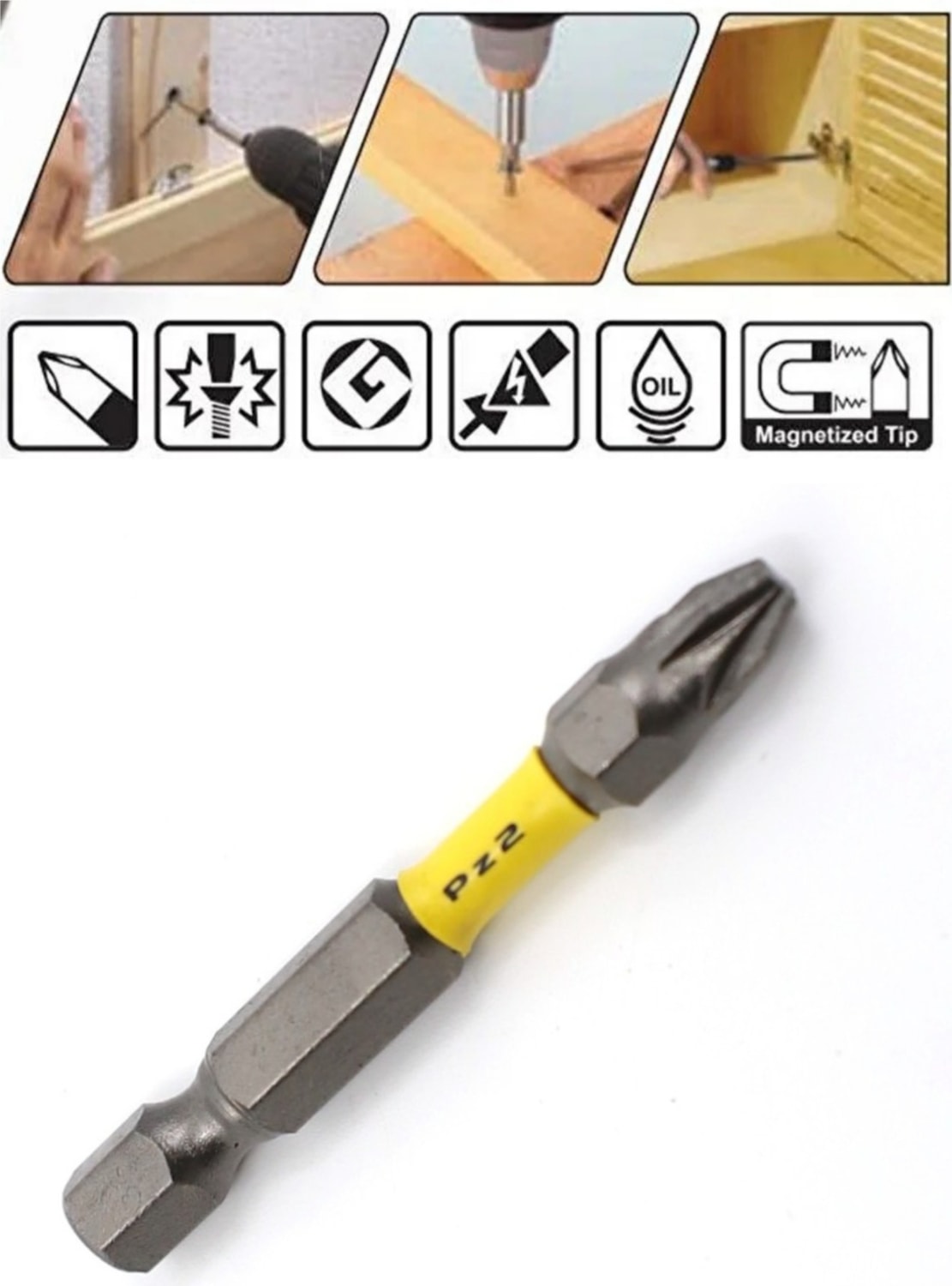 2 Adet - Pz2 - 50 mm Torsiyon Bits Uç- Matkap Şarjlı Vidalama Bits Aparatı