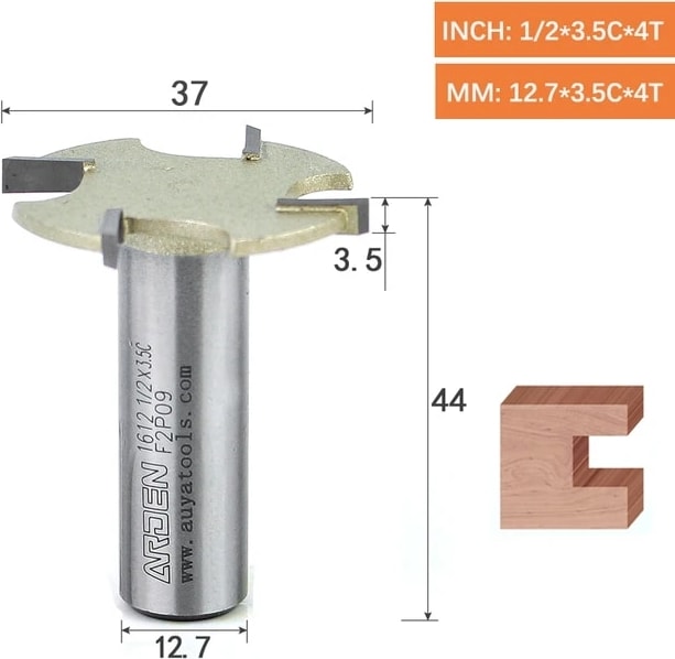 12.7x3.5c Arden T Tipi Planya Kesici 4 Diş 2 Diş Ağaç Işleme Freze Kesicisi Karbür 2-12MM Yan Yuvası Yönlendirici Bit Parke Mdf Için (Yurt Dışından)