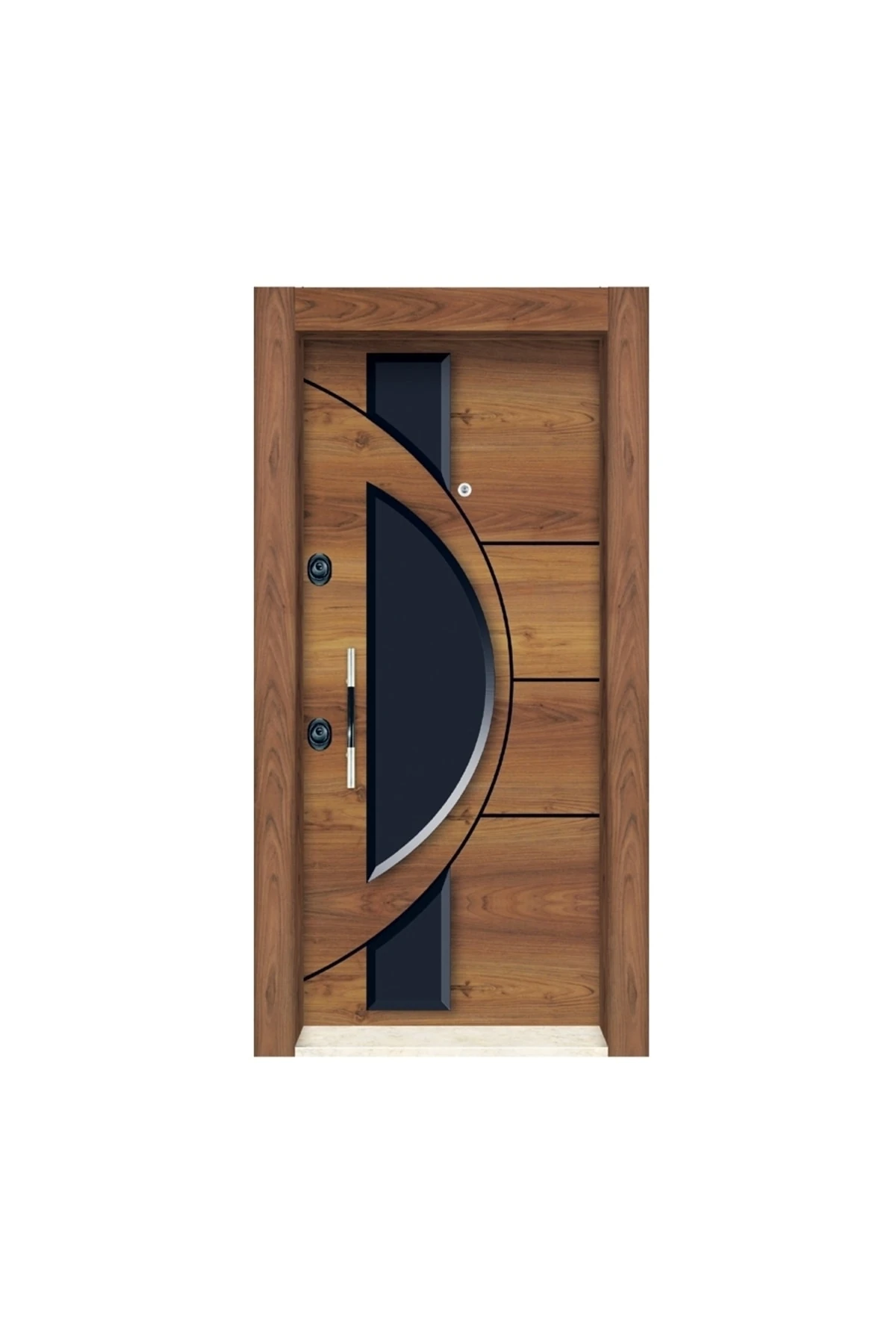 Tez3452 Ahşap Kaplama Kabartma Model Çelik Kapı Sağ Açılım