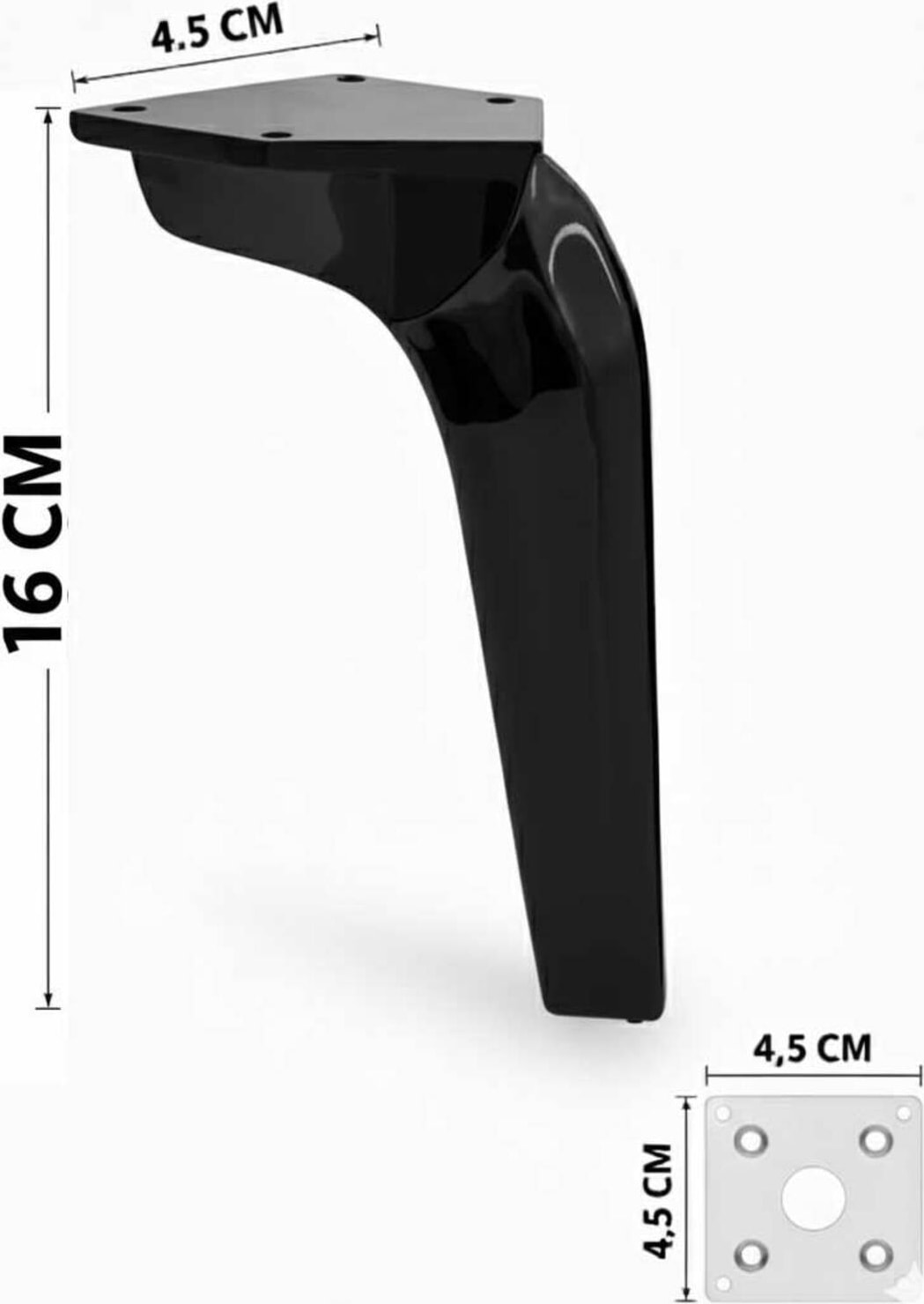Repla Mobilya Kanepe Tv Ünitesi Koltuk ve Konsol Dolap Ayağı 16 cm Siyah