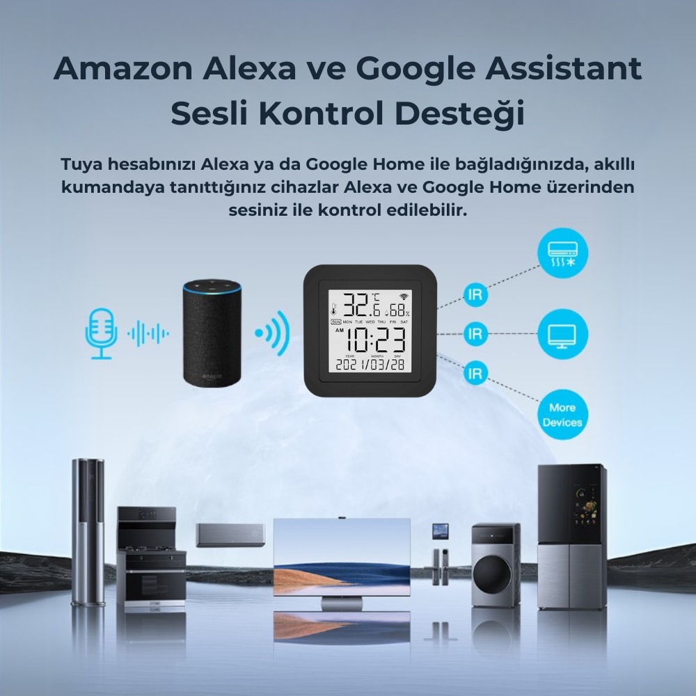 Tuya Uyumlu Ekranlı ve Sensörlü Wifi IR Kumanda Kontrolcüsü ( Akıllı Kumanda )