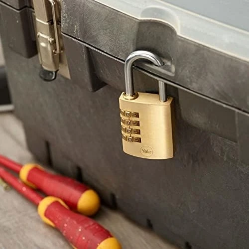 Y150B/40/130/1 Şifreli Pirinç Asma Kilit, Koruma, Çelik Halka, 4 Haneli Şifre, 40 Mm, Sarı