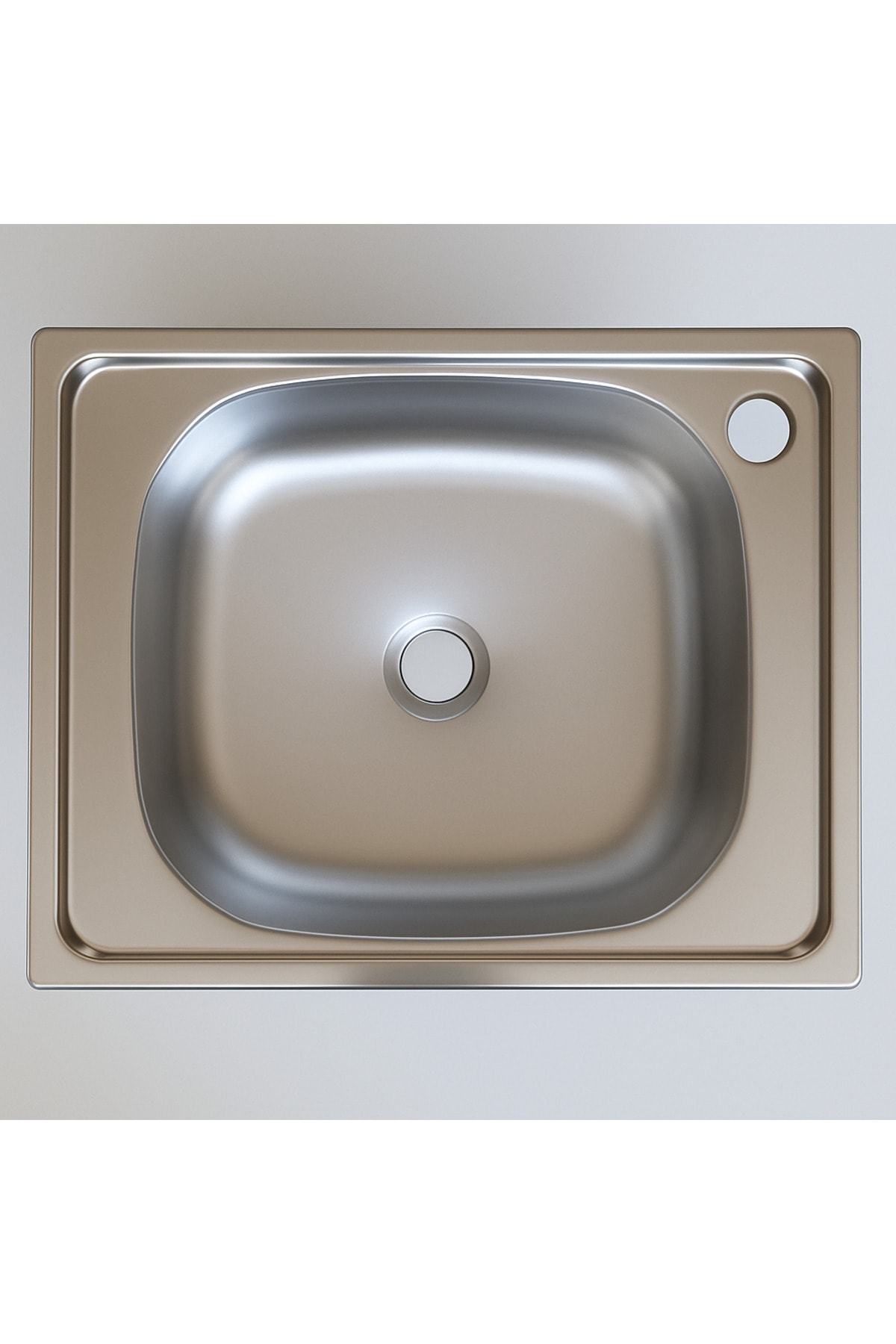 40x50 tezgah Üstü Krom Mutfak Evye Sağ Delikli Küçük Sifonlu