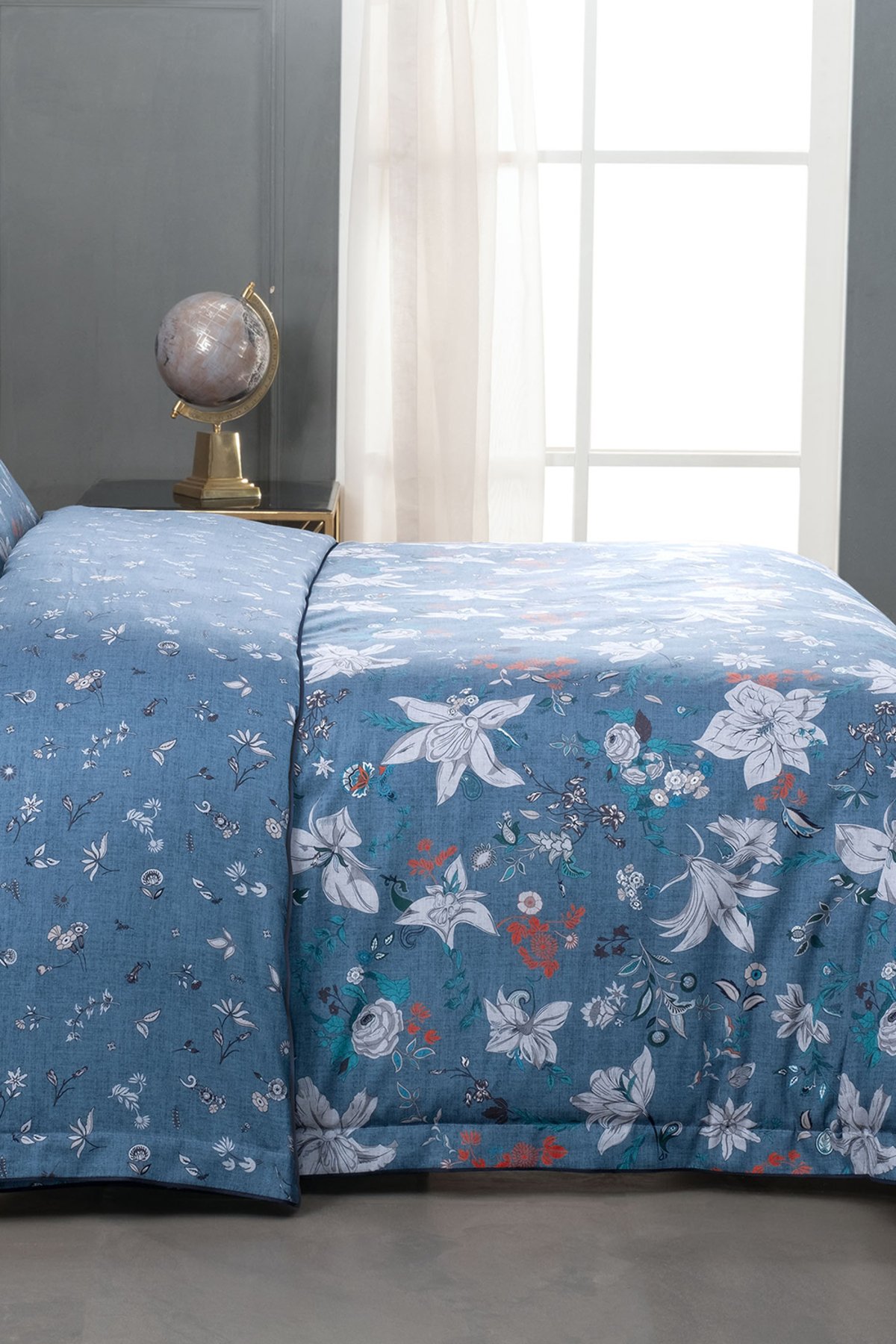 Portland Mavi King Size (Battal Boy) %100 Pamuk Saten Nevresim Takımı