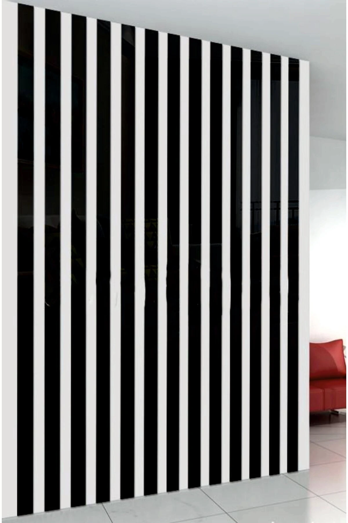 Dekorasyon Ahşap Şerit Duvar Panelleri Duvar Çıtası Iskandinav Siyah (5 ADET)