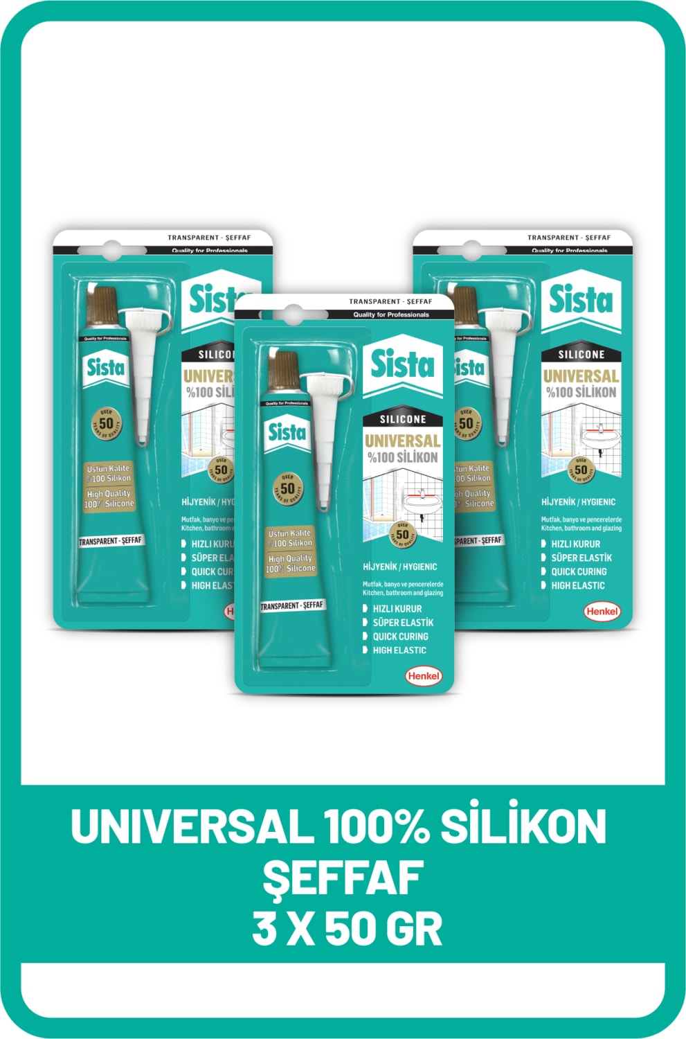 Şeffaf Silikon Mastik Tüp 50 gr x 3 Adet
