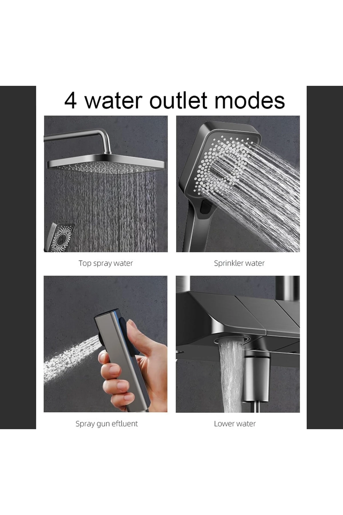 Piyano Digital Göstergeli Antrasit Robot Duş Seti