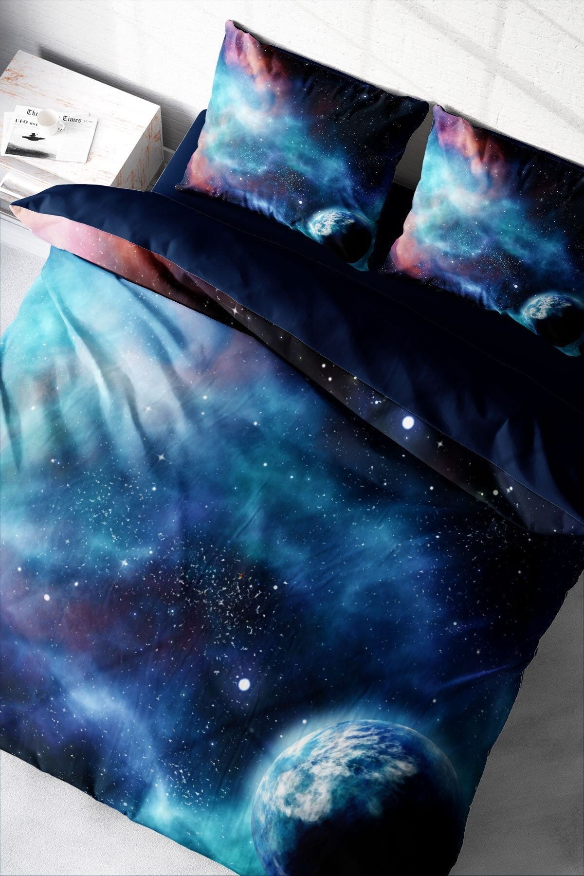 Nevresim Takımı %100 Doğal Pamuk Çift Kişilik 3d Digital Star Night