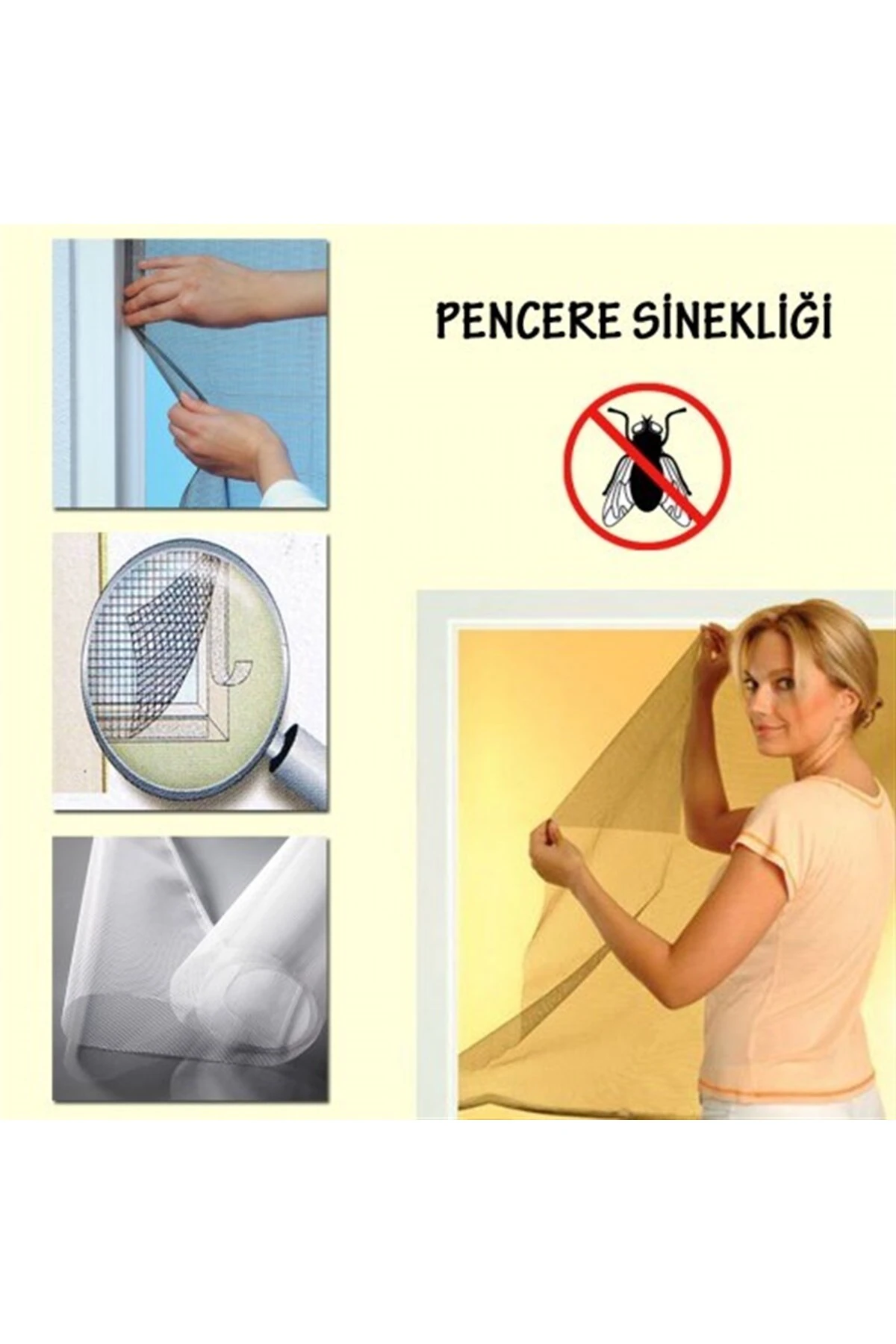 Tüm Cam Pencere Kapılara Uyumlu Tek Kanat Pencere Sinekliği