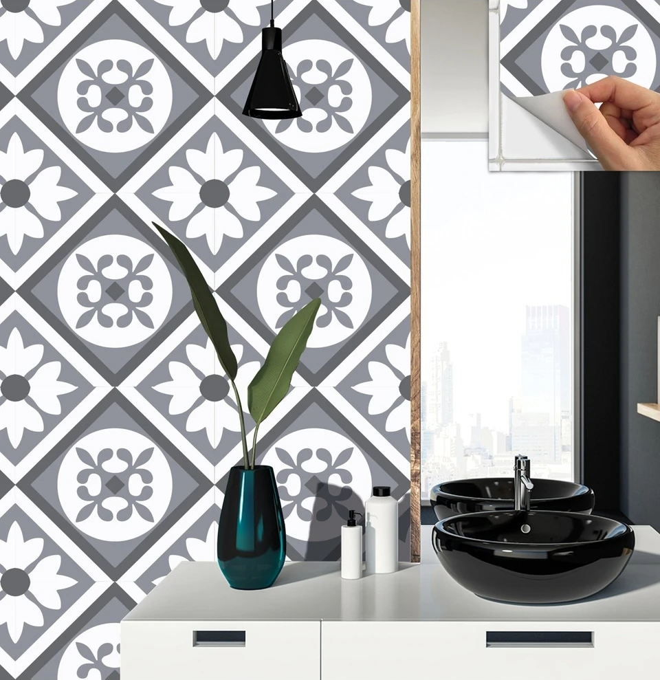 Kendinden Yapışkanlı Geometrik 02 Desenli Pvc Karo 30X30 cm (33 Adet) 3m2