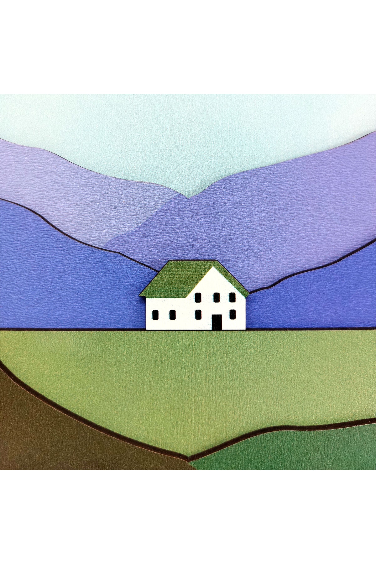 Ahşap Renkli Dağ Ova Ev 3d Kabartma Hol Askı Anahtarlık