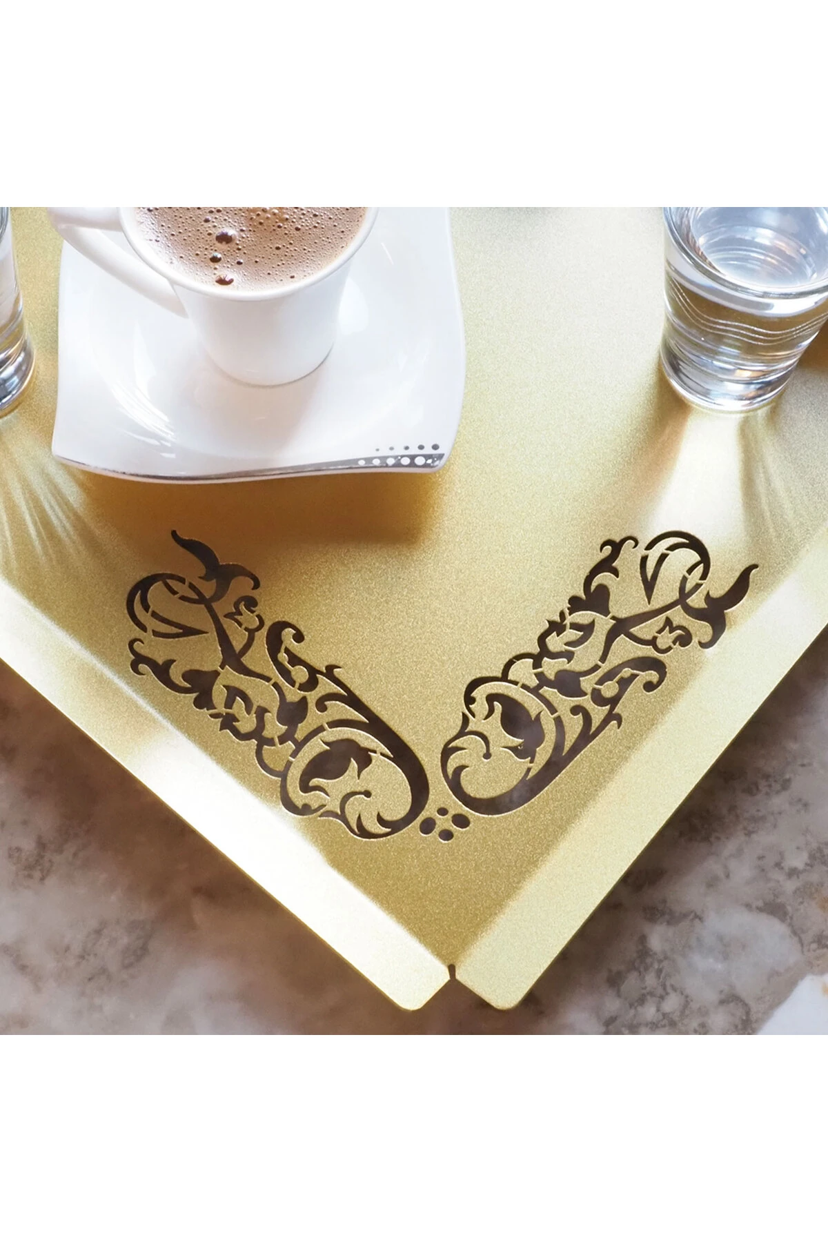 İslami Motifli Metal Servis Tepsisi - Ev Dekorasyonu - WAMH189