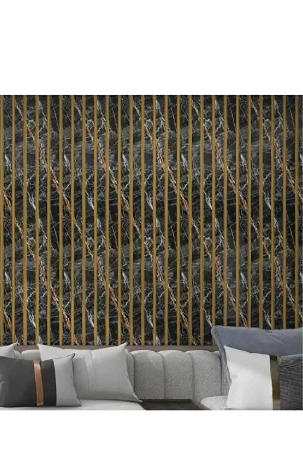 120cmx300cm Tek Parça Yapışkanlı Rulo Gold Mermer Desenli Parlak Duvar Paneli Kağıdı Florya QM0139