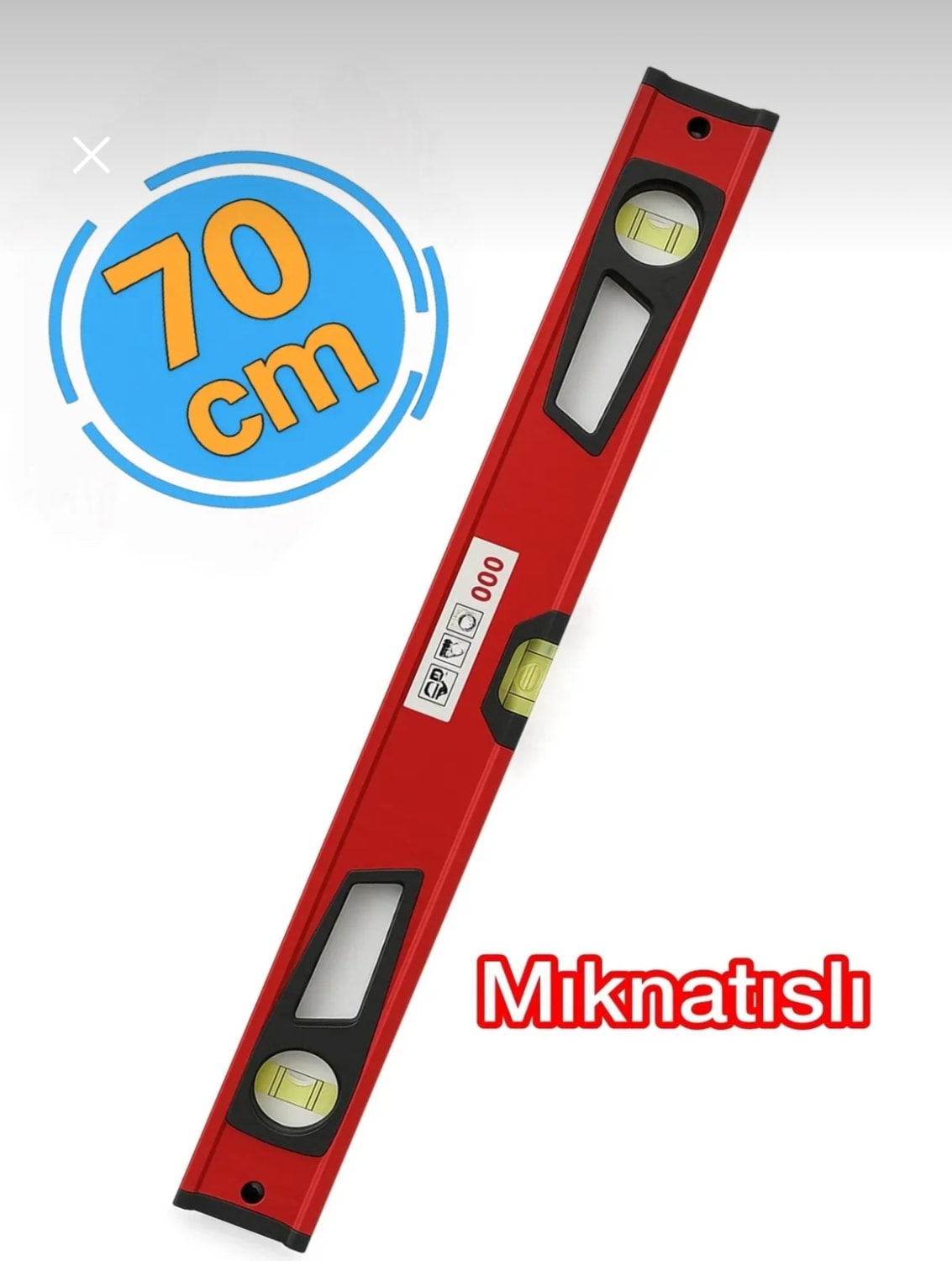 Profesyonel Kırmızı Su Terazisi Mıknatıslı 70 cm