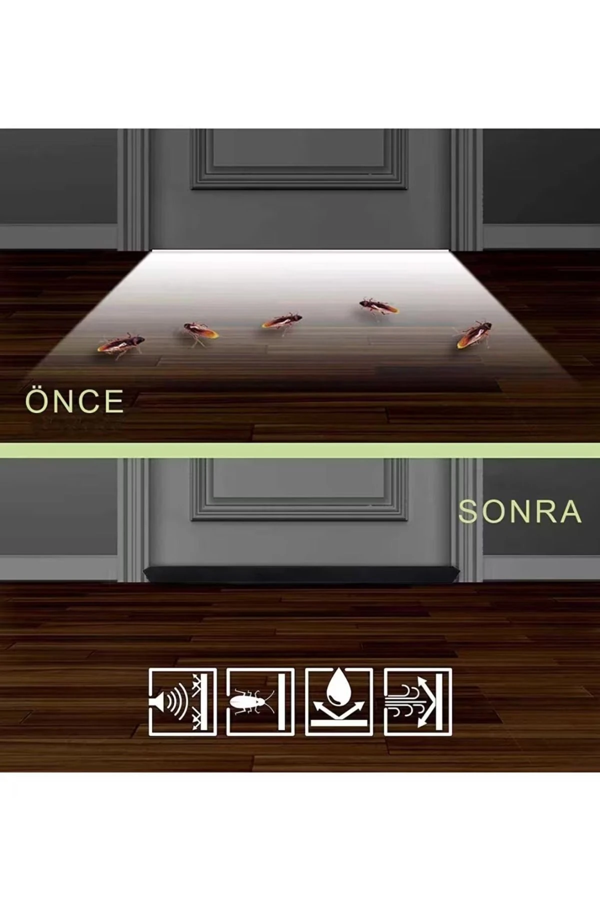 3'lü Kapı Altı İzolasyon Bandı, Isı, Toz ve Soğuk Önleyici Siyah Renkli