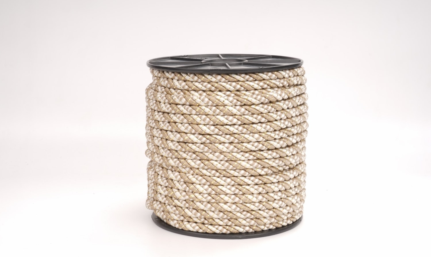 Polyester Kordon İp 10mm 50metre- Koyu vizon/Krem Altın sim