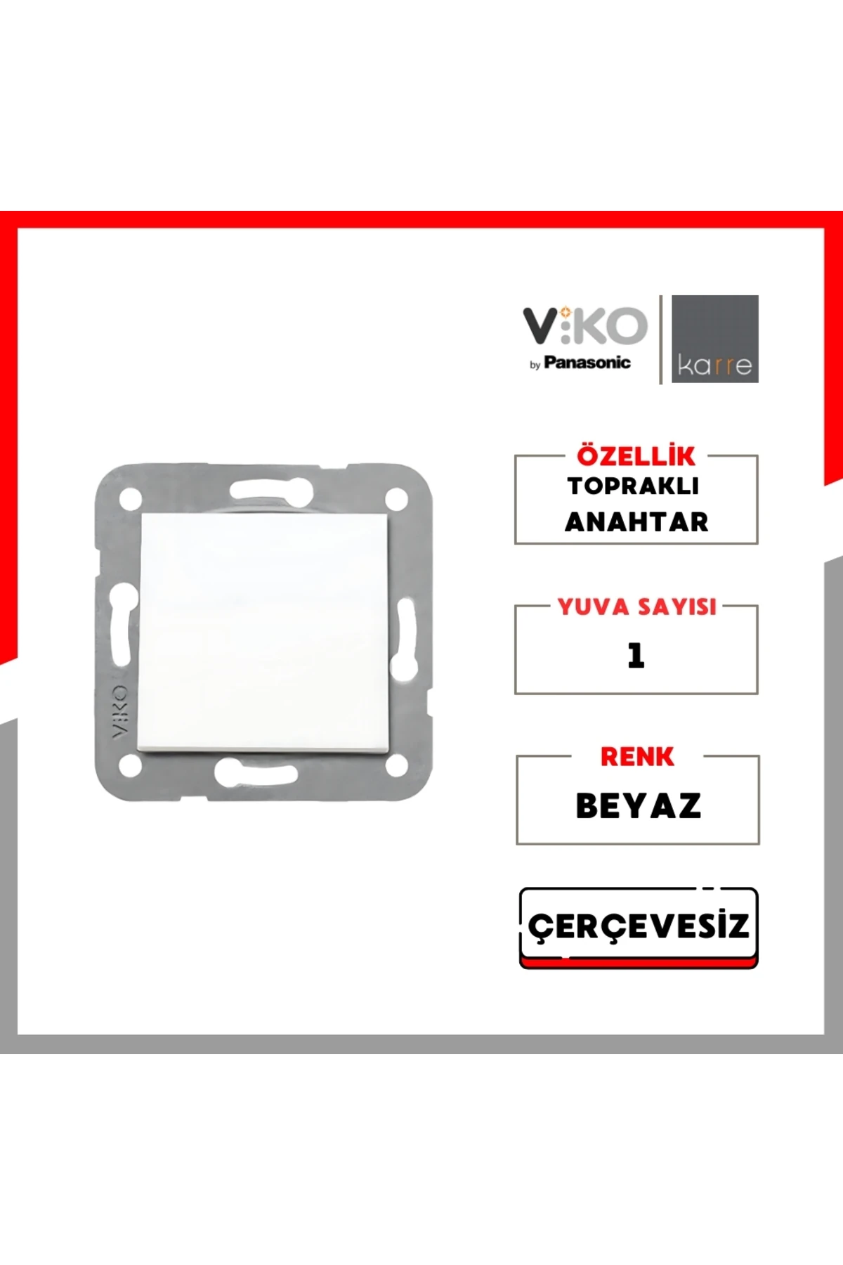 Viko | Karre Anahtar, Topraklı, Beyaz, Çerçevesiz