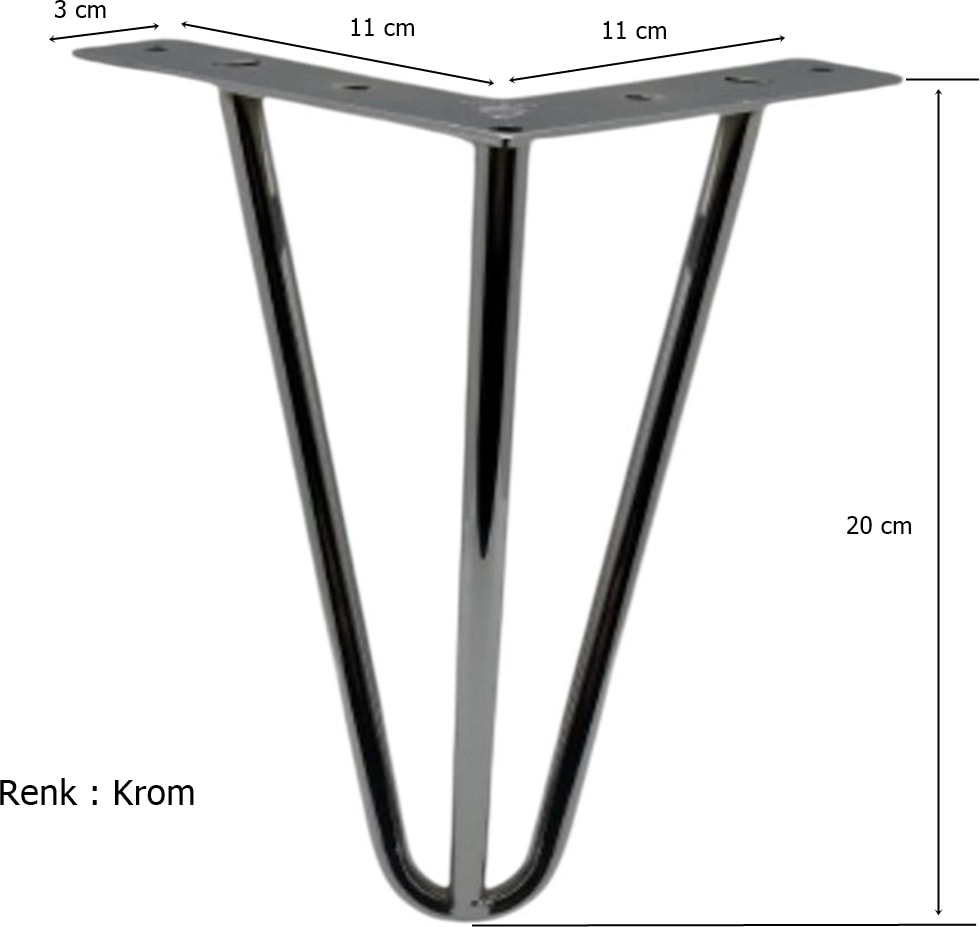 Çubuk Ayak Metal 20 cm Krom Mobilya Koltuk Ayağı