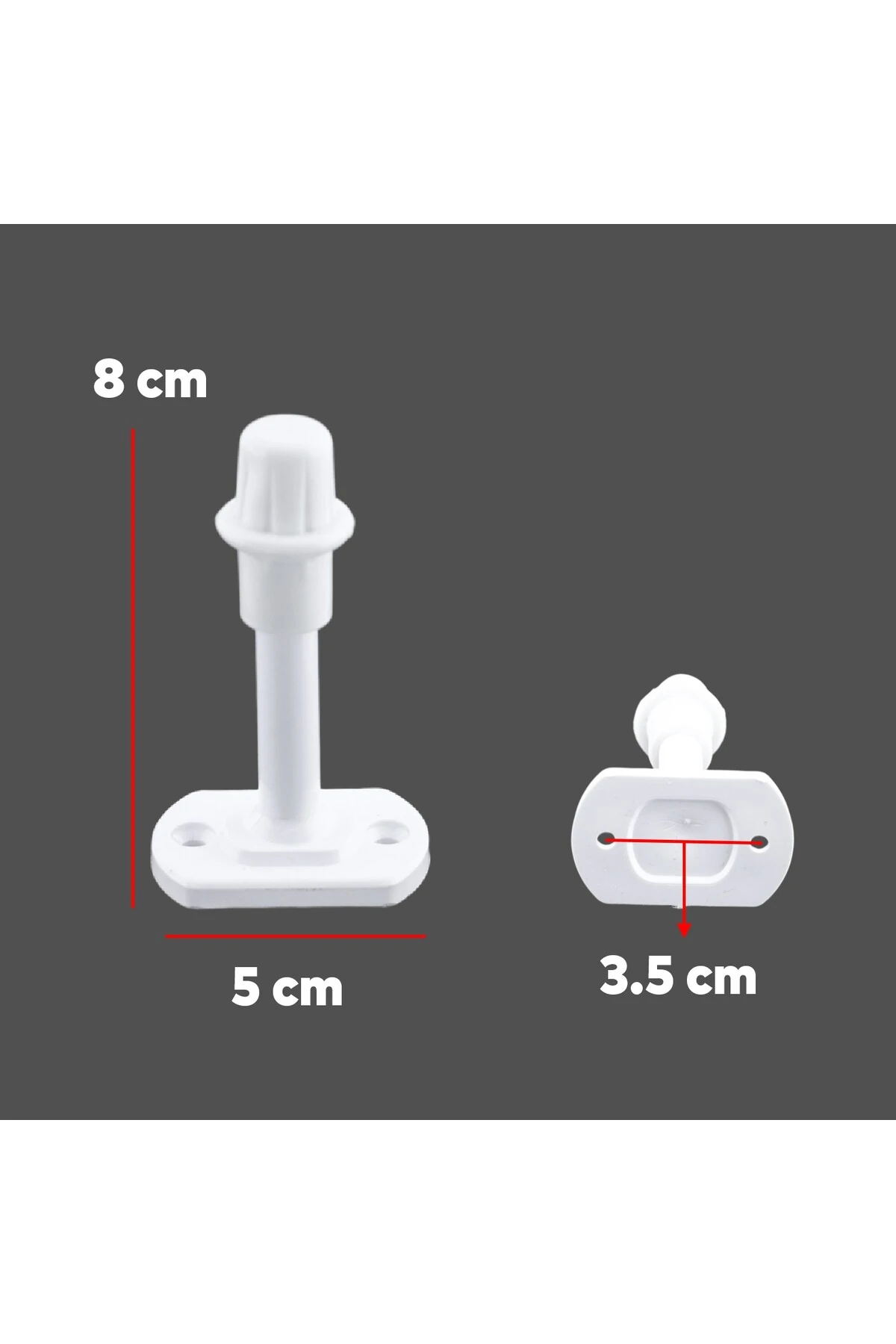 Beyaz Renk Plastik Kapı Pencere Tamponu 8 CM Vidalı Duvar Ses Önleyici Silikon Stoper 5 Adet