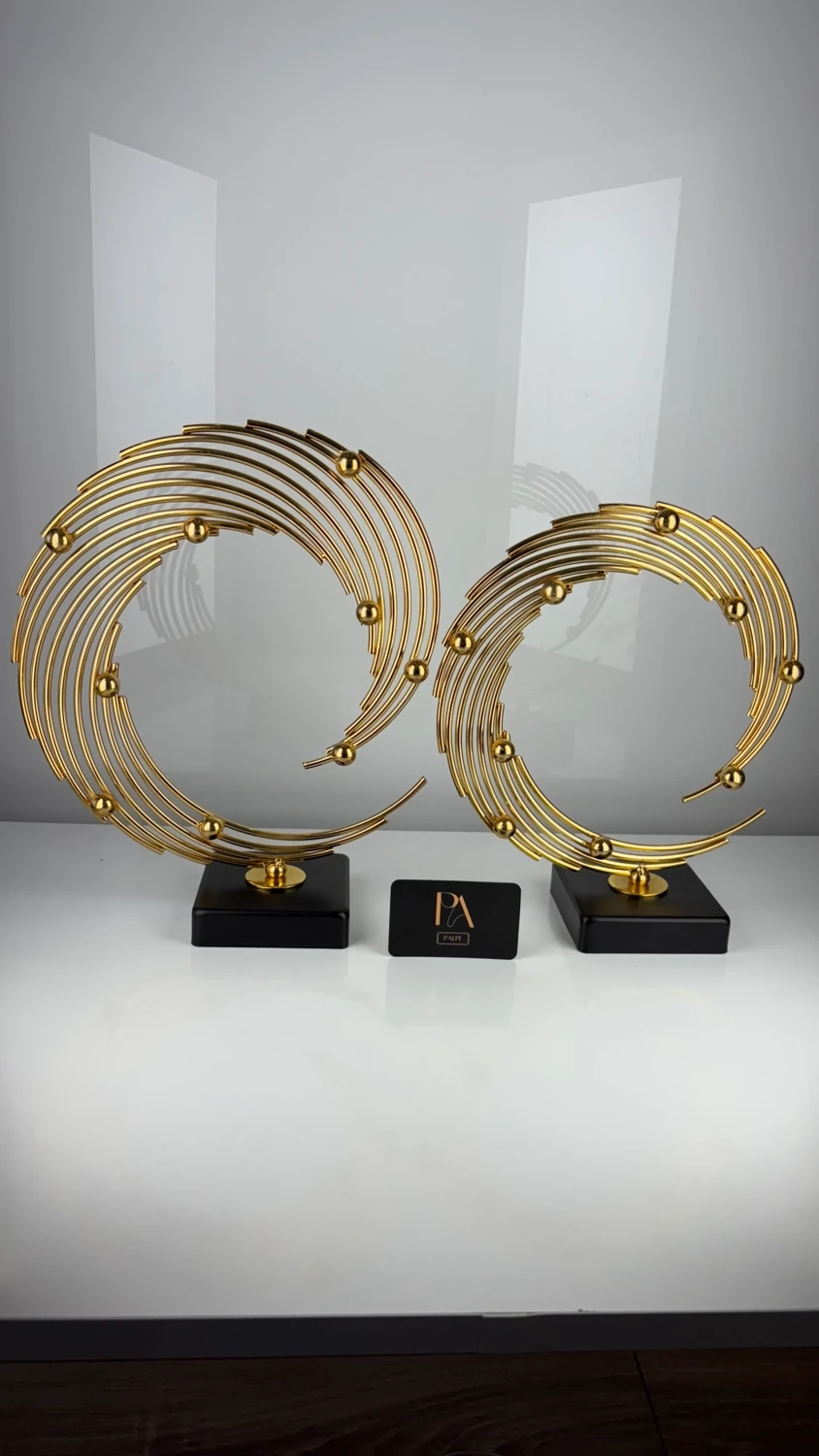 Gold Döküm Vidalı 2'li Ayaklı Metal Biblo Aksesuar Masa Konsol Orta Sehpa Dresuar Salon Ofis Dekoru