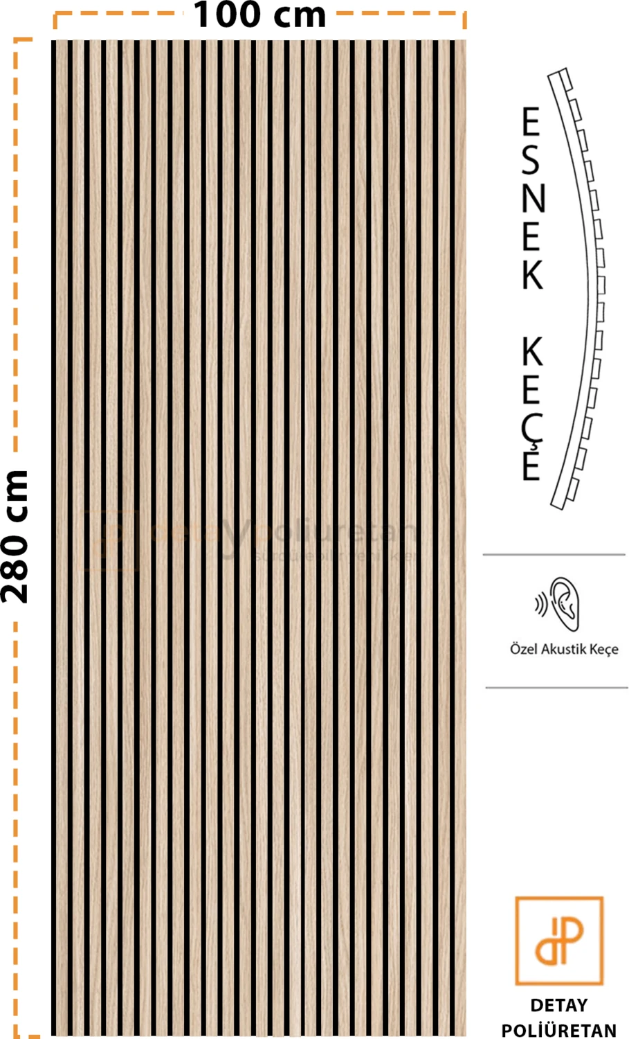 Mdf Ahşap Akustik Duvar Paneli 100 x 280 cm ( Natural Meşe )