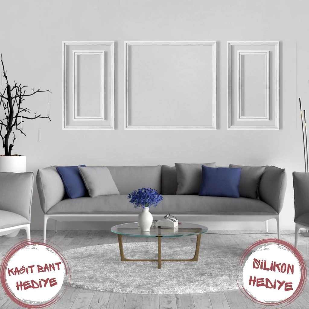 Poliüretan Boyanabilir Dekoratif Duvar Çıtası Montaja Hazır Kesilmiş 3 cm Motifli Çerçeve 5'li Paket