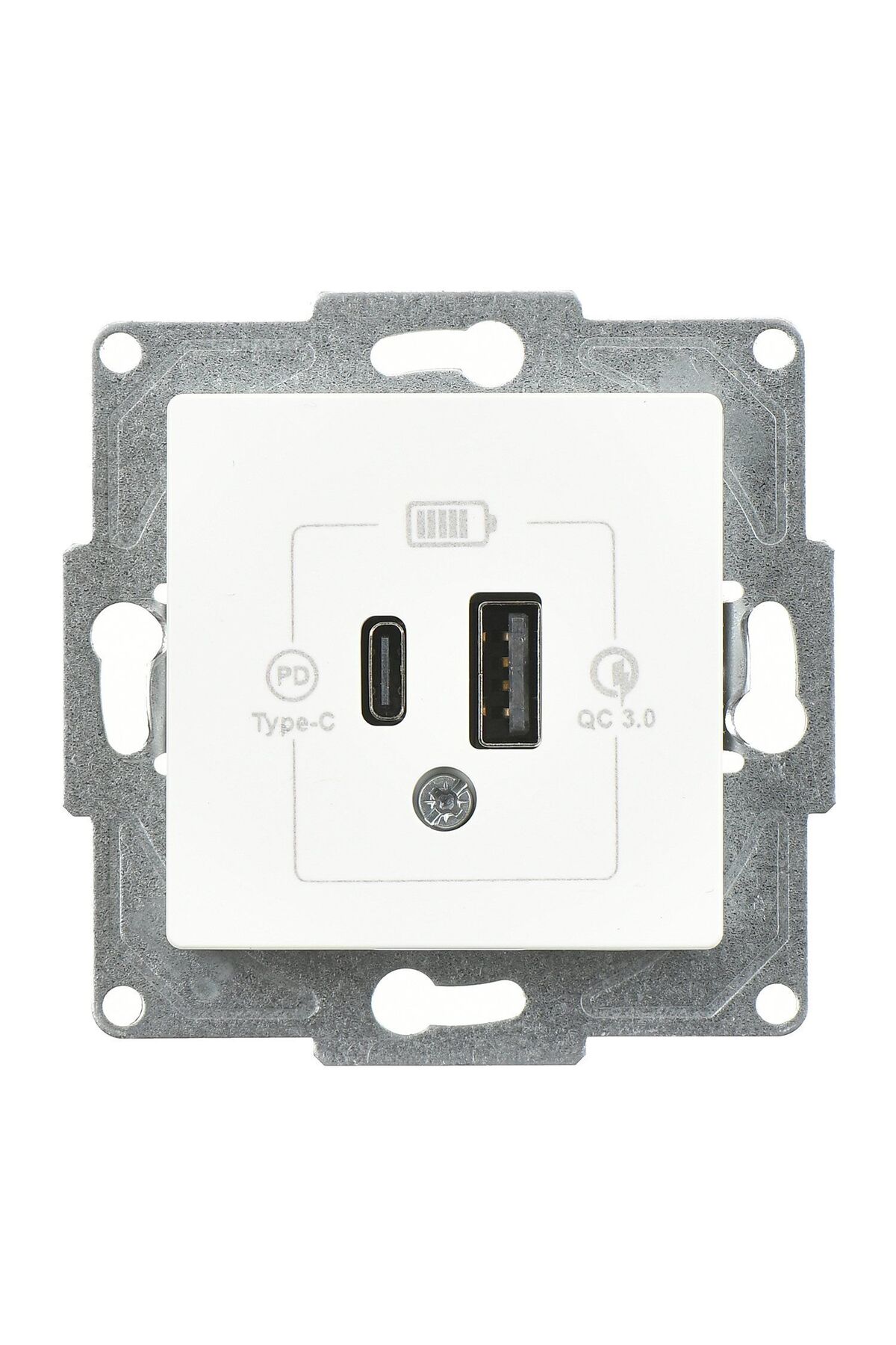 Eqona Beyaz Şarj Prizi 20W QC3.0 PD Type-C + USB Çift Çıkışlı Mekanizma