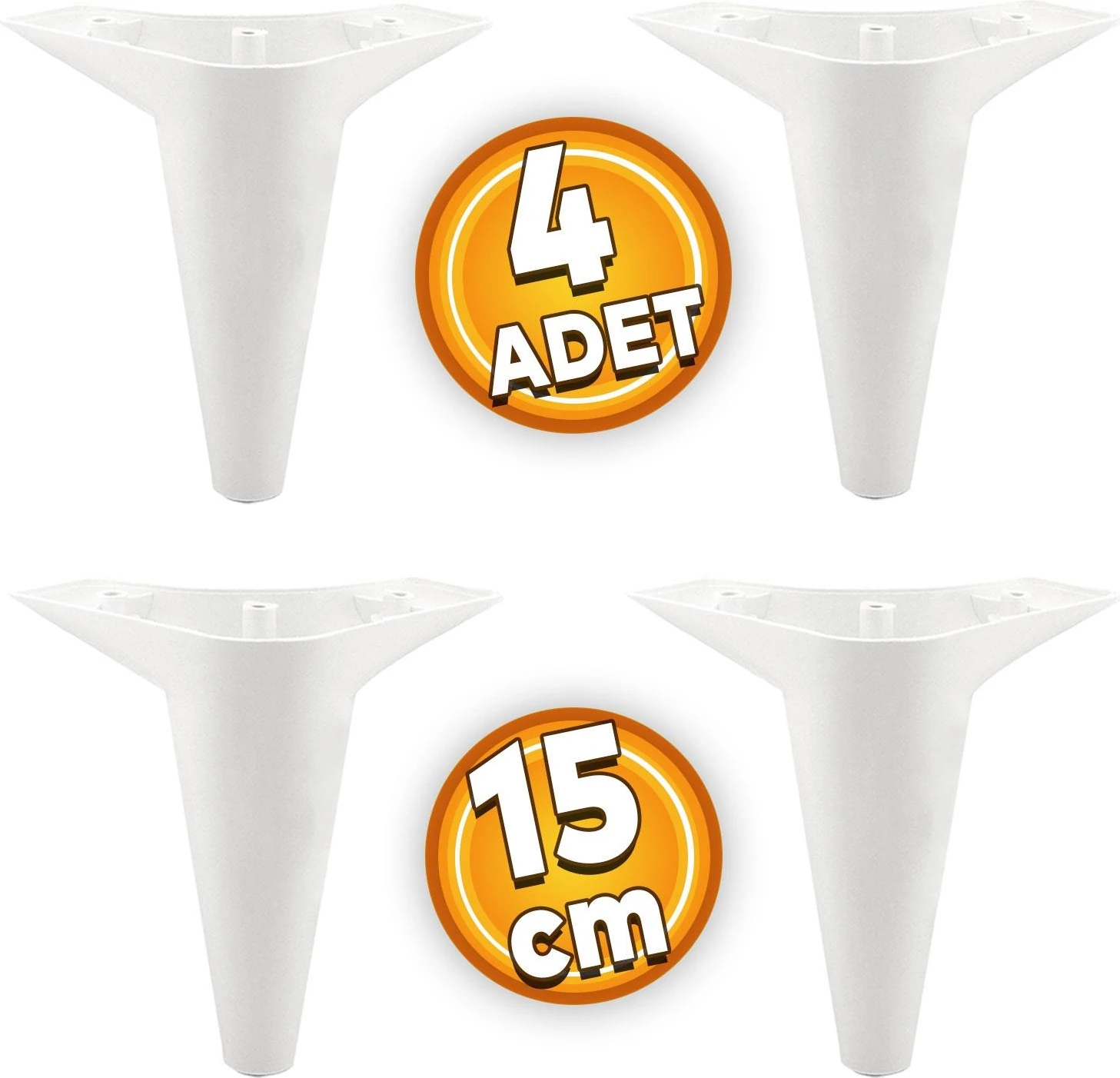 Aspen Mobilya Kanepe Sehpa Tv Ünitesi Baza Koltuk Ayağı Beyaz 15 Cm Ayak (4 ADET)