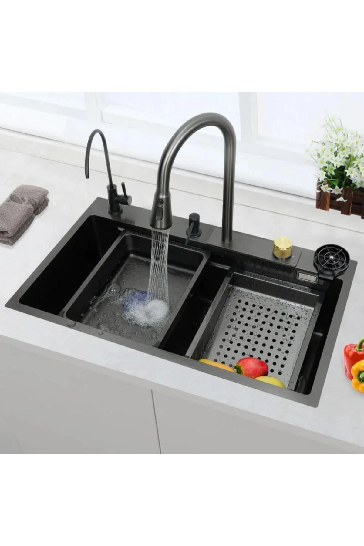 Teknolojik Paslanmaz Bal Peteği taban Akıllı Eviye Seti Batarya Ve Aksesuarlar Dahil