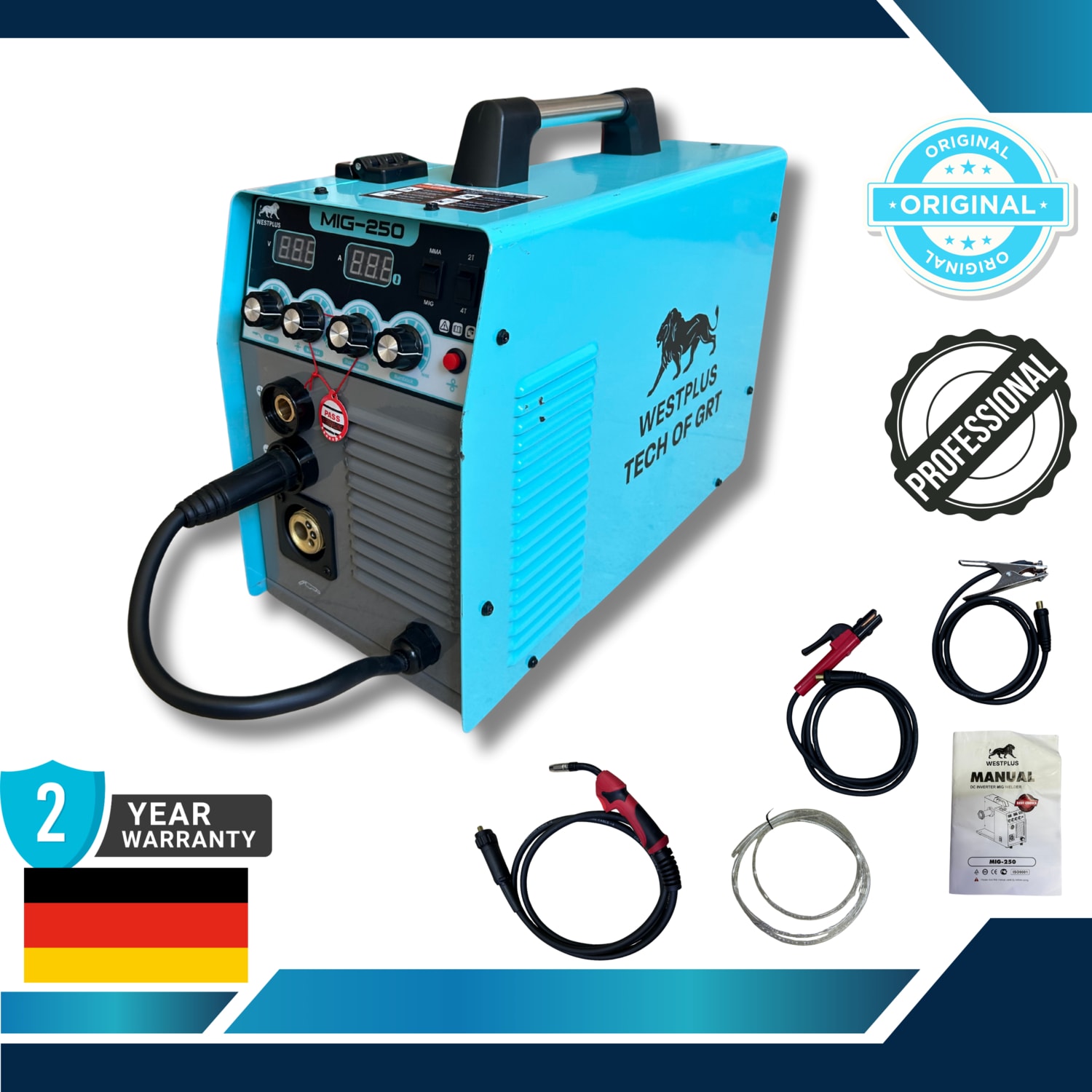 MİG250 Çok Fonksiyonlu Inverter Gazaltı Kaynak Makinesi Tam Profesyonel