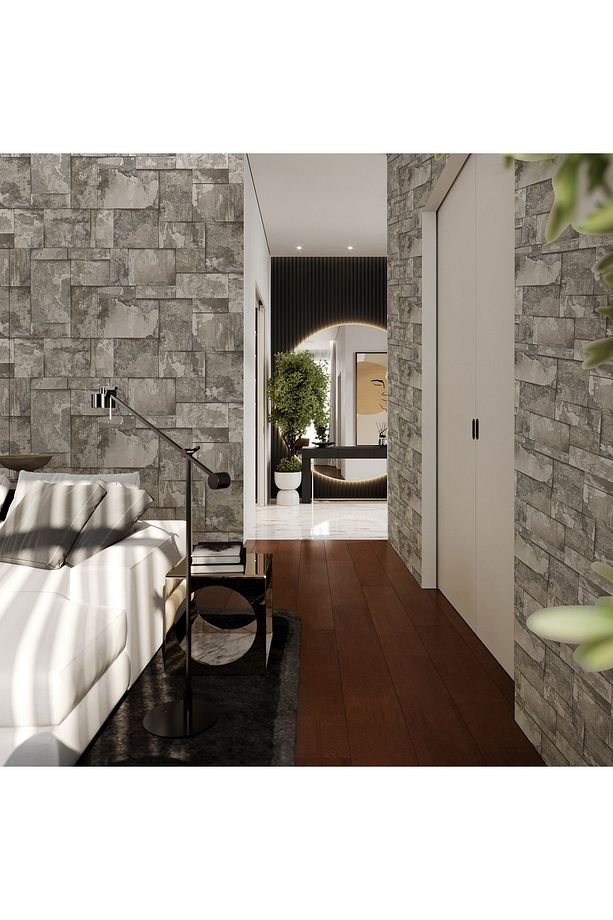 Roka 23106-2 Doğal Taş Desenli Düz Sade Duvar Kağıdı