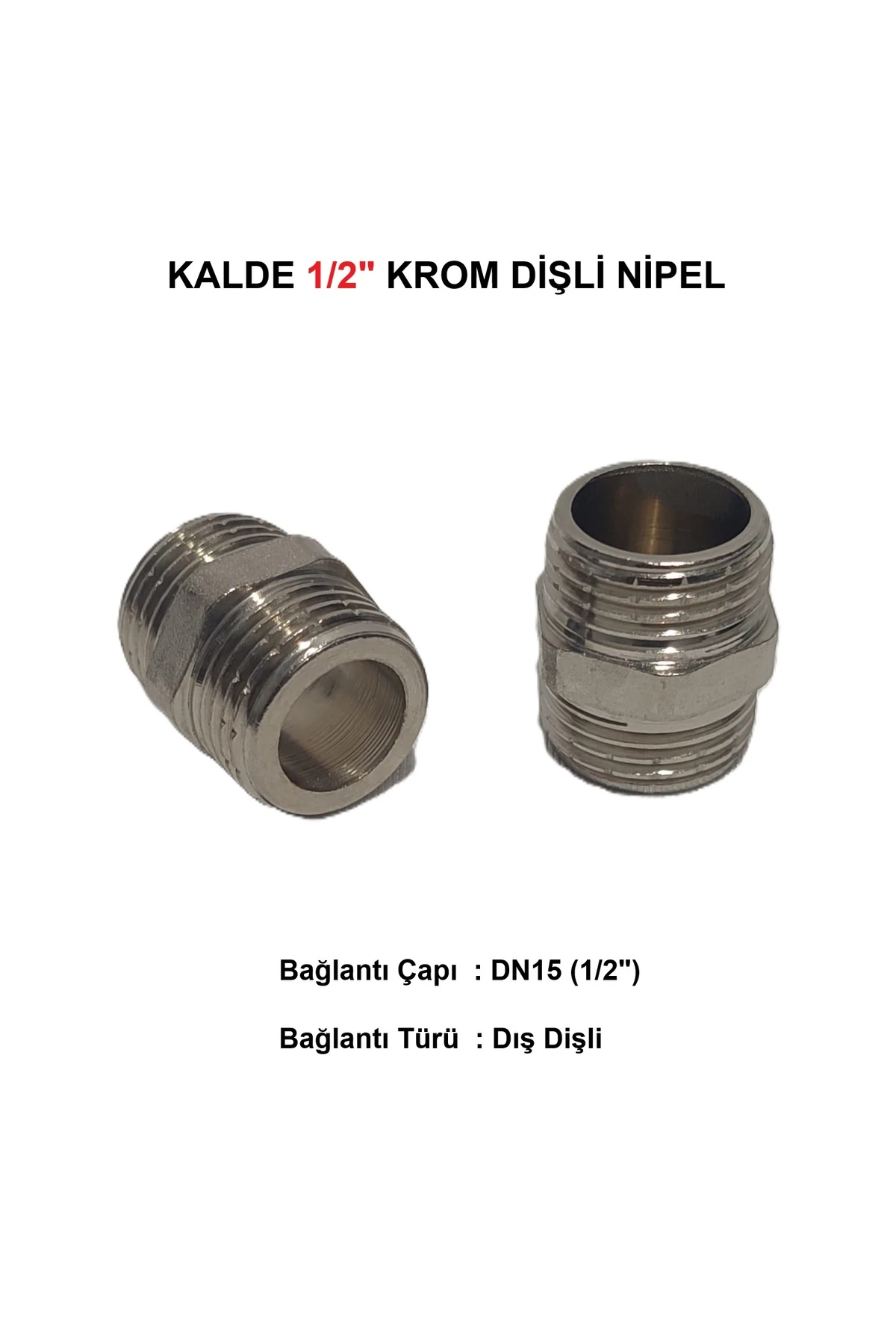 2'Li Paket 1/2" Sarı / Krom Dişli Nipel Dn15 - Chrome Nipple