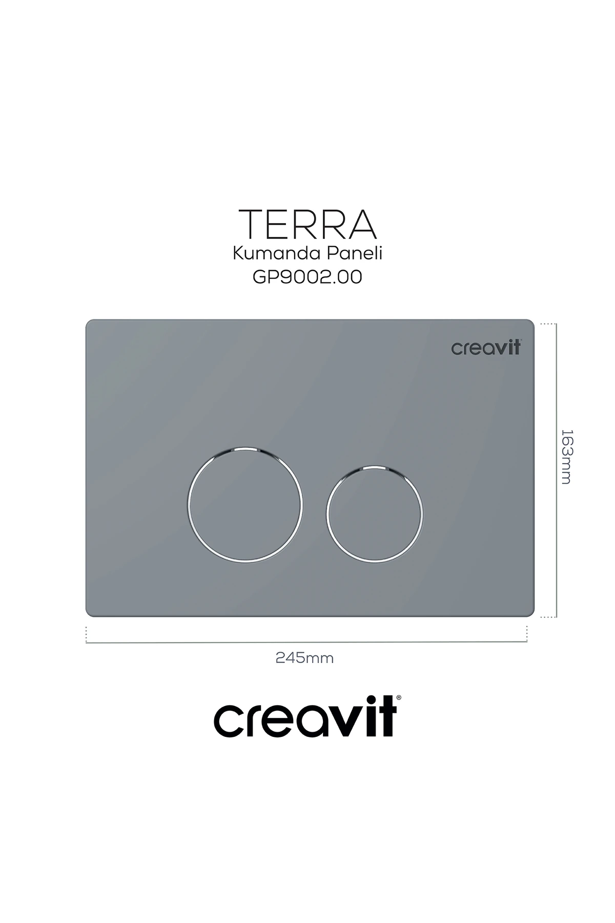 Terra Asma Klozet + Termoplast Kapak + Gri Kumanda Paneli + Gömme Rezervuar + Ara Kesme Valfi Set