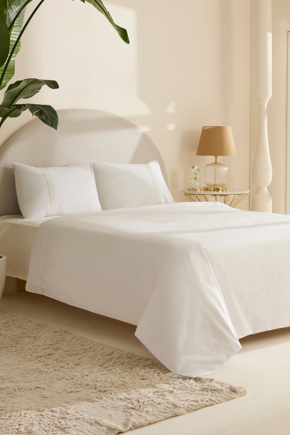 White Coll Cielo %100 Pamuk Çift Kişilik Nevresim Takımı Beyaz