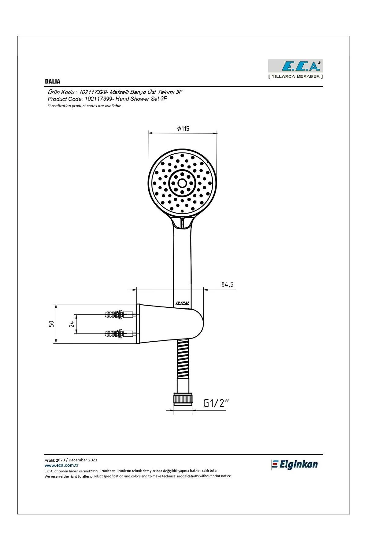 Dalia Mafsallı El Duş Seti (3 Fonksiyonlu) 102117399