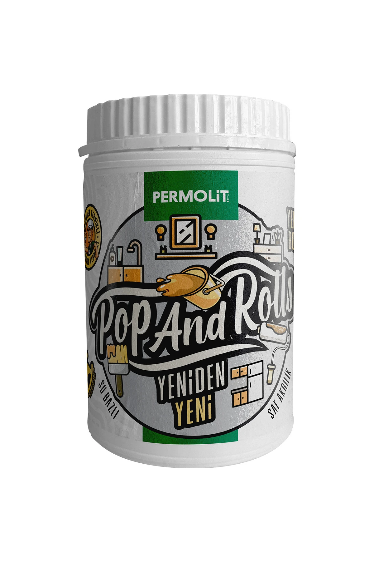 Pop And Rolls 1L - Her Yüzeyde Kolay Uygulama! Su Bazlı, Kokusuz, Yüksek Kapatıcılık