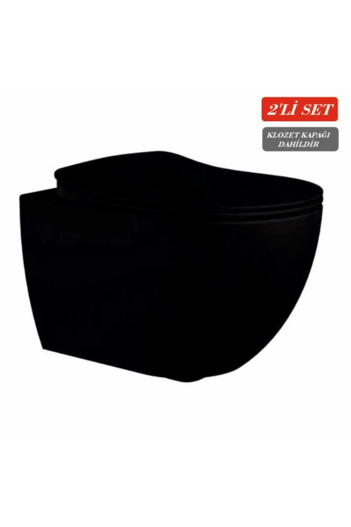 Free Rim-Off Kanalsız Asma Klozet (FE322.SM) Mat Siyah + Duck Yavaş Kapanan Kapak Mat Siyah