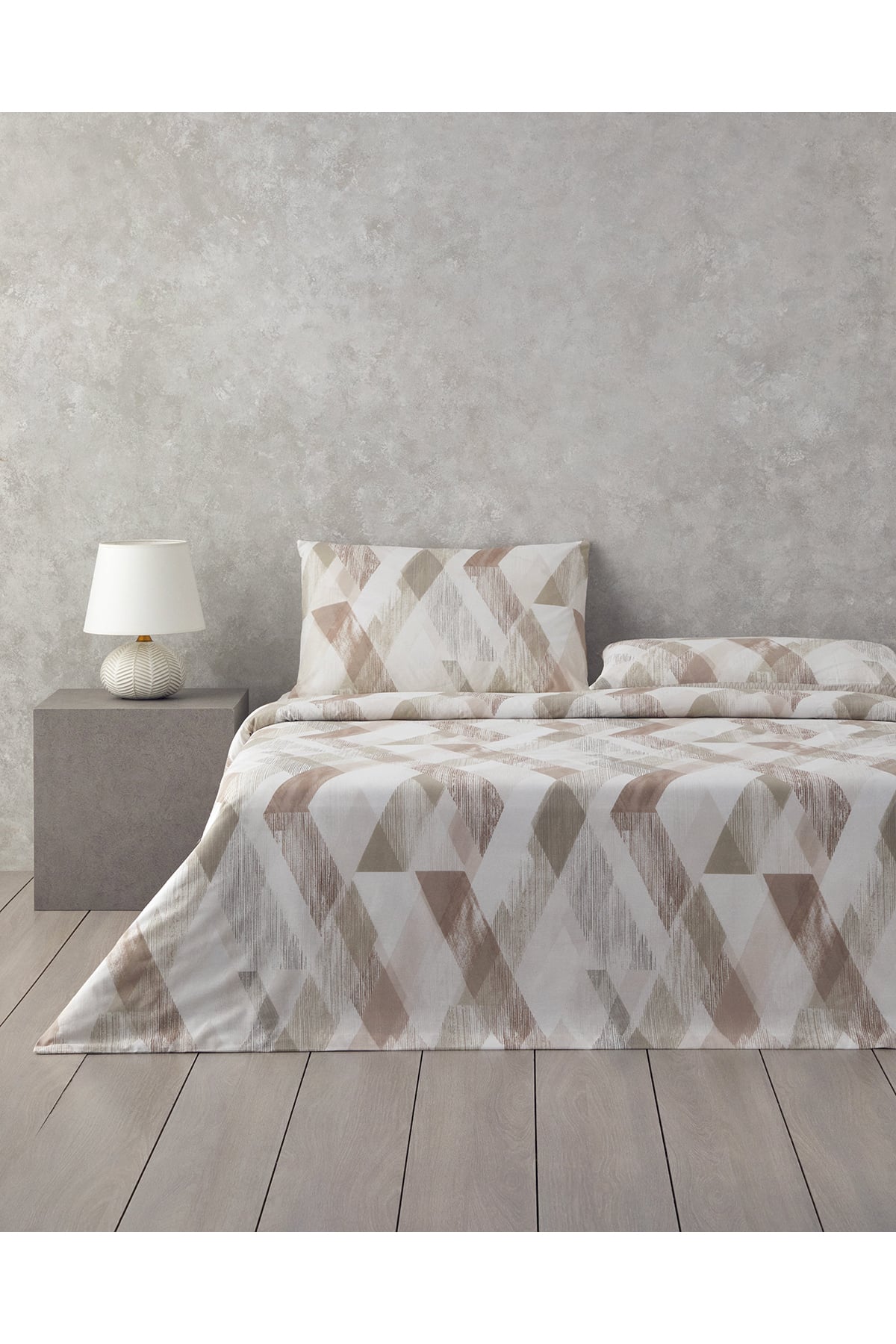 Modern Argyle Çift Taraflı Pamuk Tek Kişilik Nevresim Takımı 160x220 cm Bej