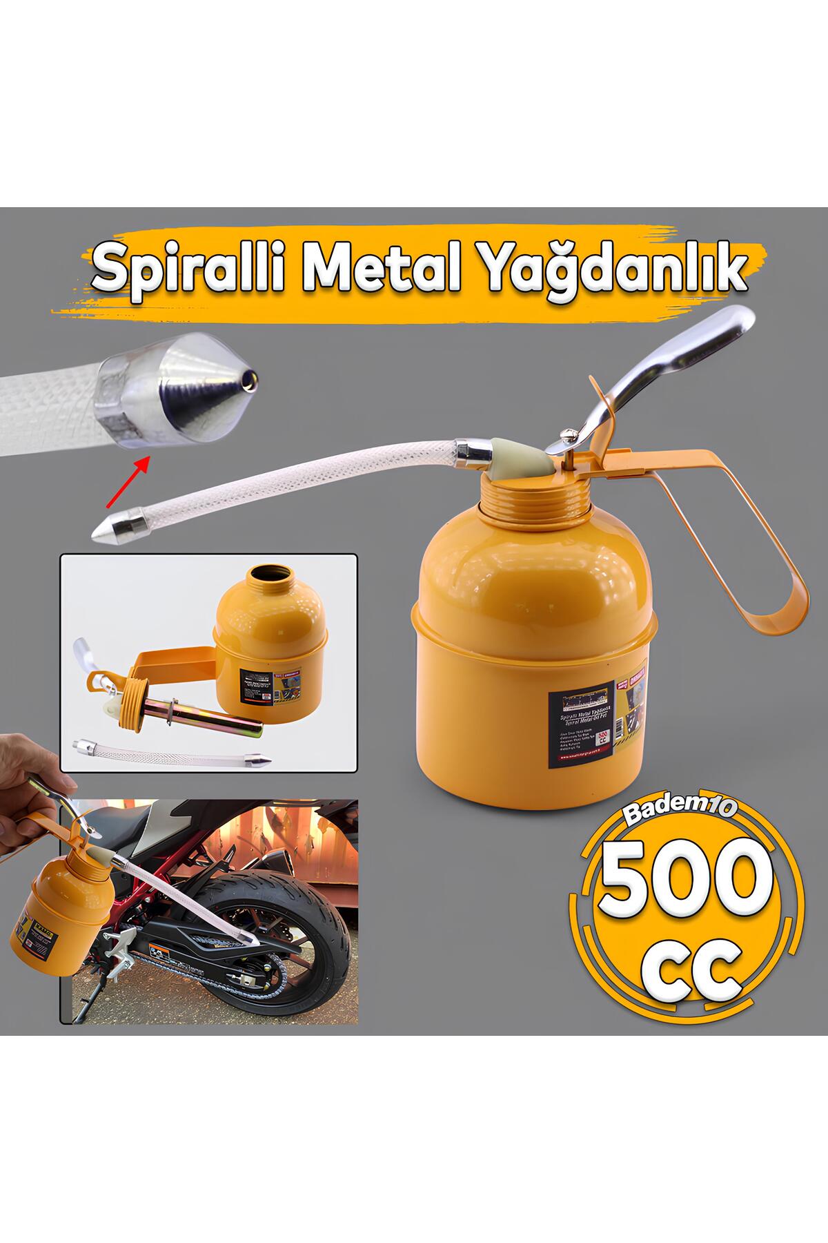 Madeni Yağdanlık 500 ml Araba Makine Atölye Yağdanlığı Spiralli Metal Gövdeli Uçlu Yağ Pompası