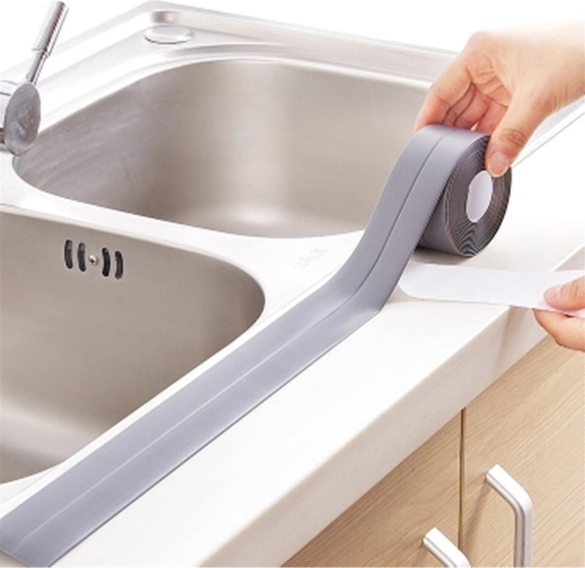 OZKUVVET Gri Su Sızdırmaz Banyo Mutfak Lavabo Küvet Izolasyon Şerit Bant