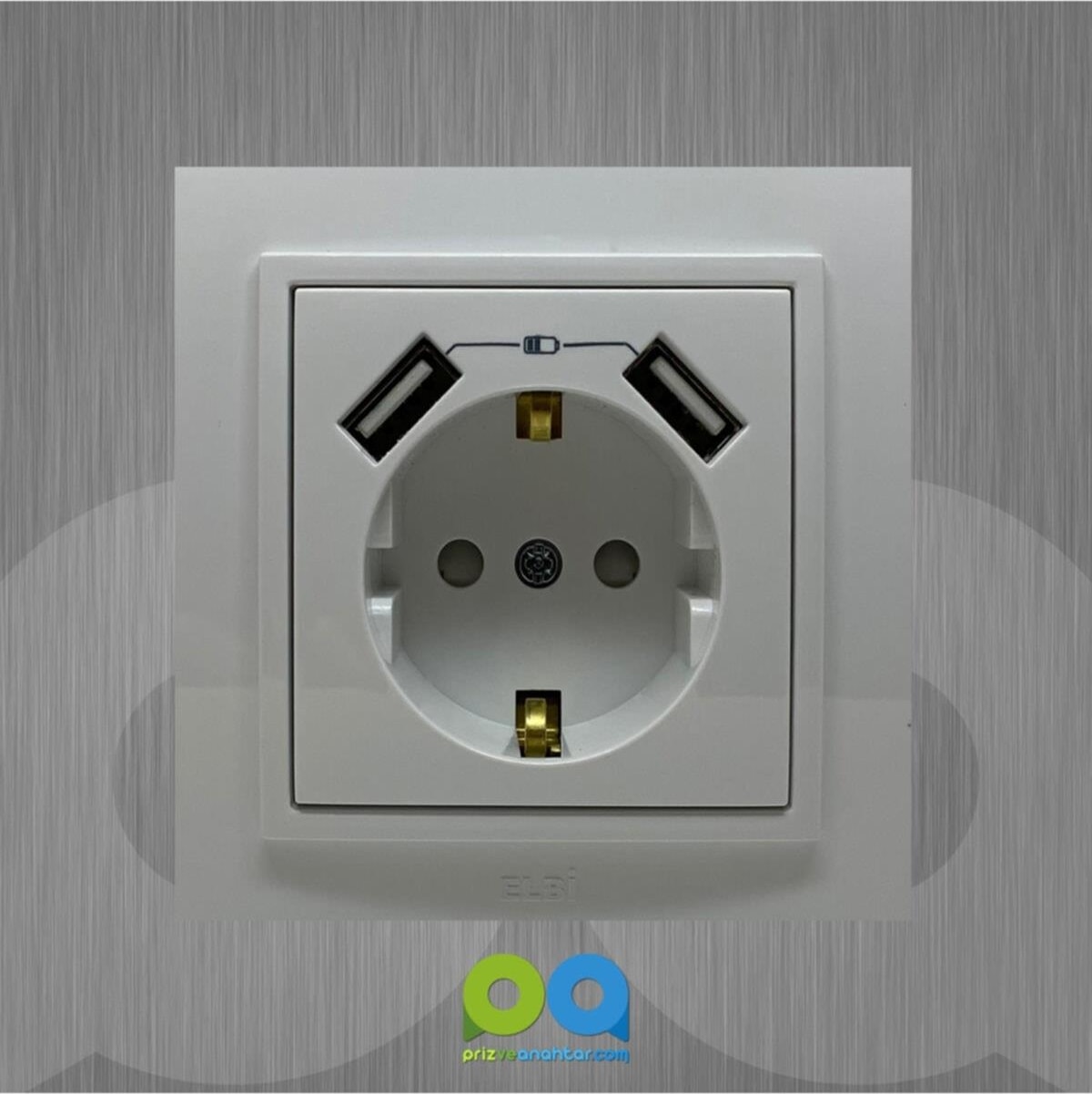 Zena Ikili USB Sarjlı Topraklı Priz Çocuk Korumalı Çerçeveli Kar Beyaz