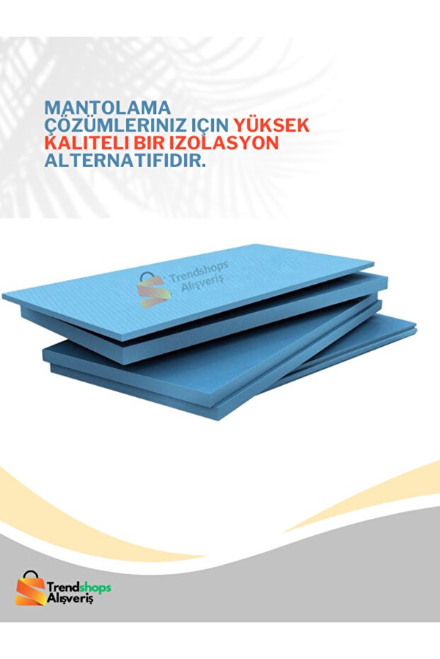 TSA - 10 Adet 1cm Strafor 28-30dansite Sert Xps Mavi Levha Köpük 50cmx50 Cm Kutulu