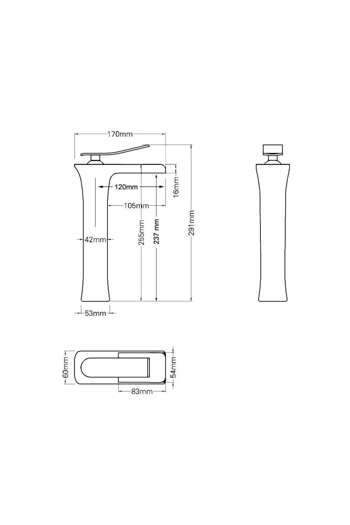 Yüksek Çanak Lavabo Bataryası Şelale Siyah Ksl102-b