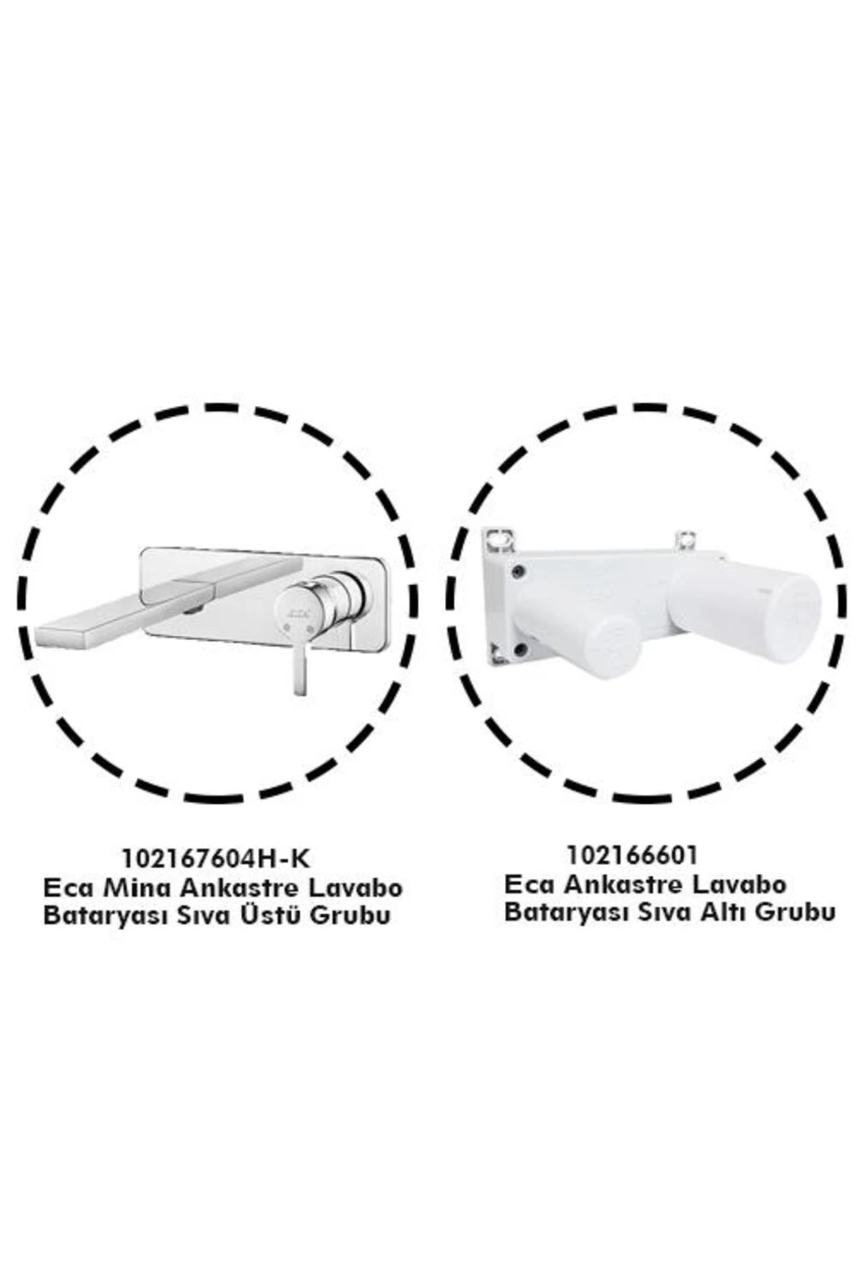 Mina Ankastre Lavabo Bataryası Set/Tek Rozet (102167604H-K+102166601)
