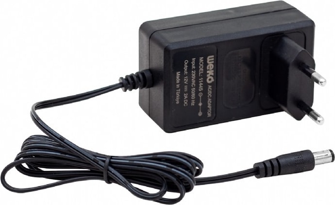 12 Volt - 2 Amper 5.5*2.5 Uçlu Plastik Kasa Priz Tip Adaptör Kutusuz Adaptör Siyah