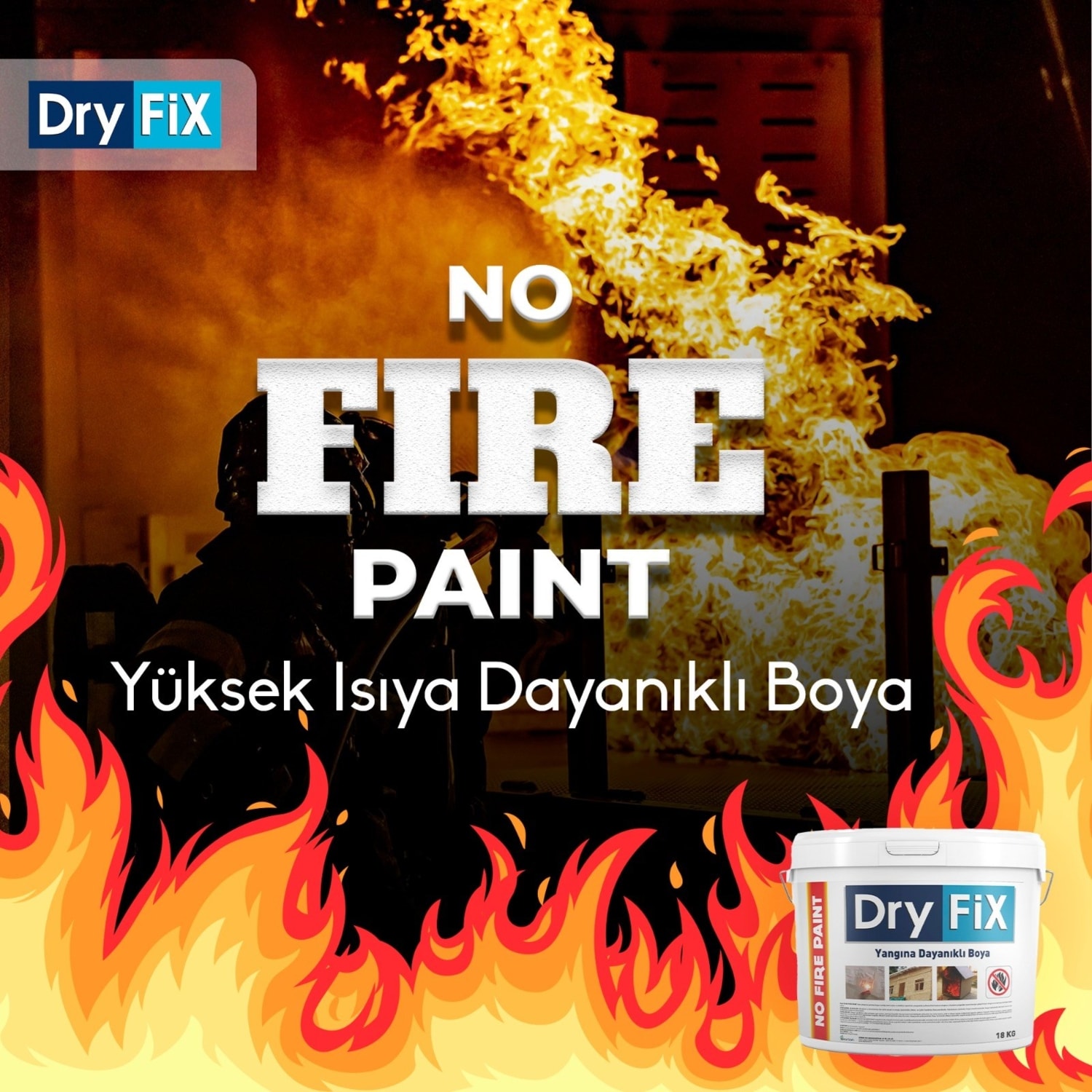 18 kg Beyaz No-Fire Paint Alev Almayan Yanmaz Boya Yangın Geciktiric1