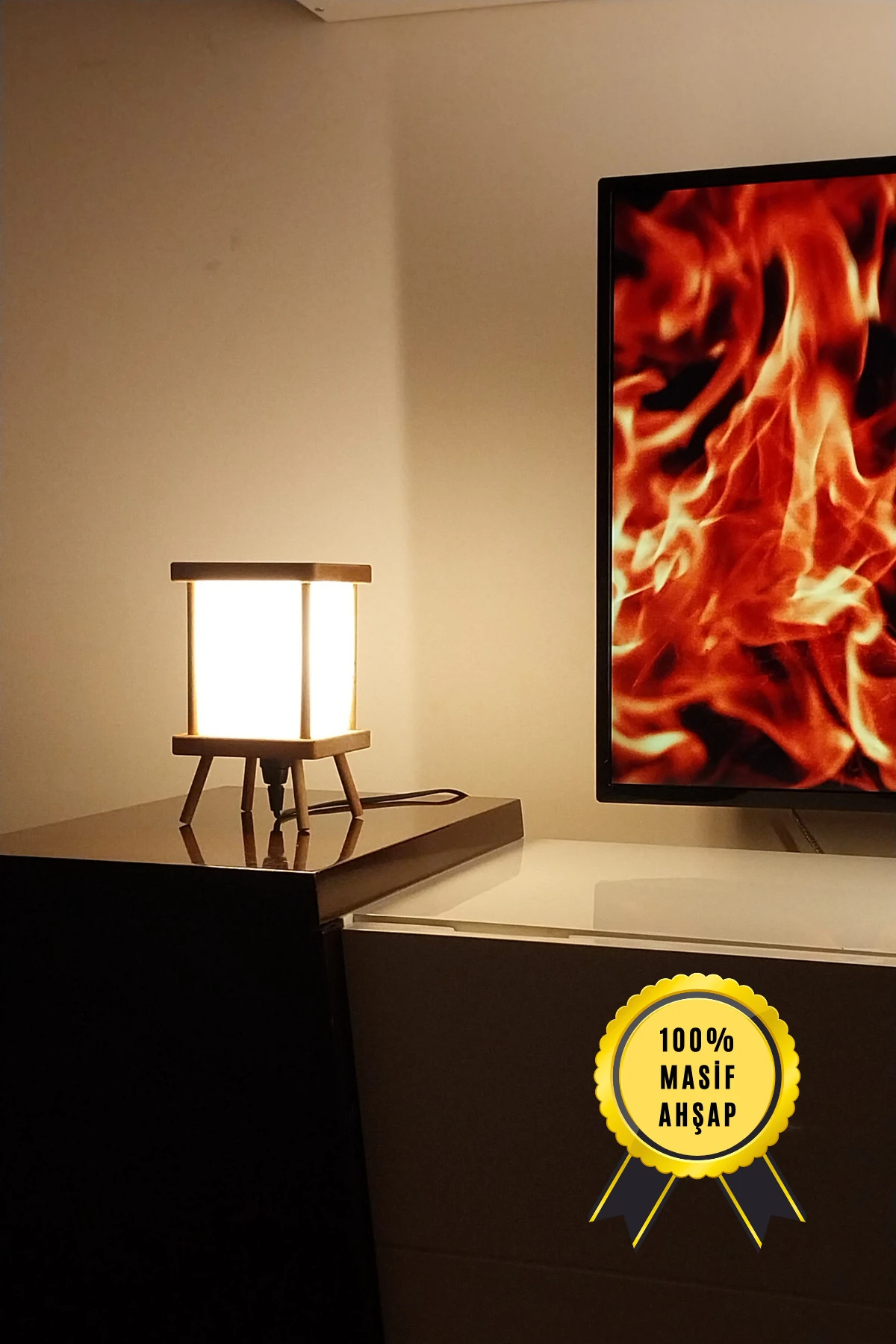 Aç-kapa Anahtarlı Lambader, Gece Lambası, Ahşap Lambader