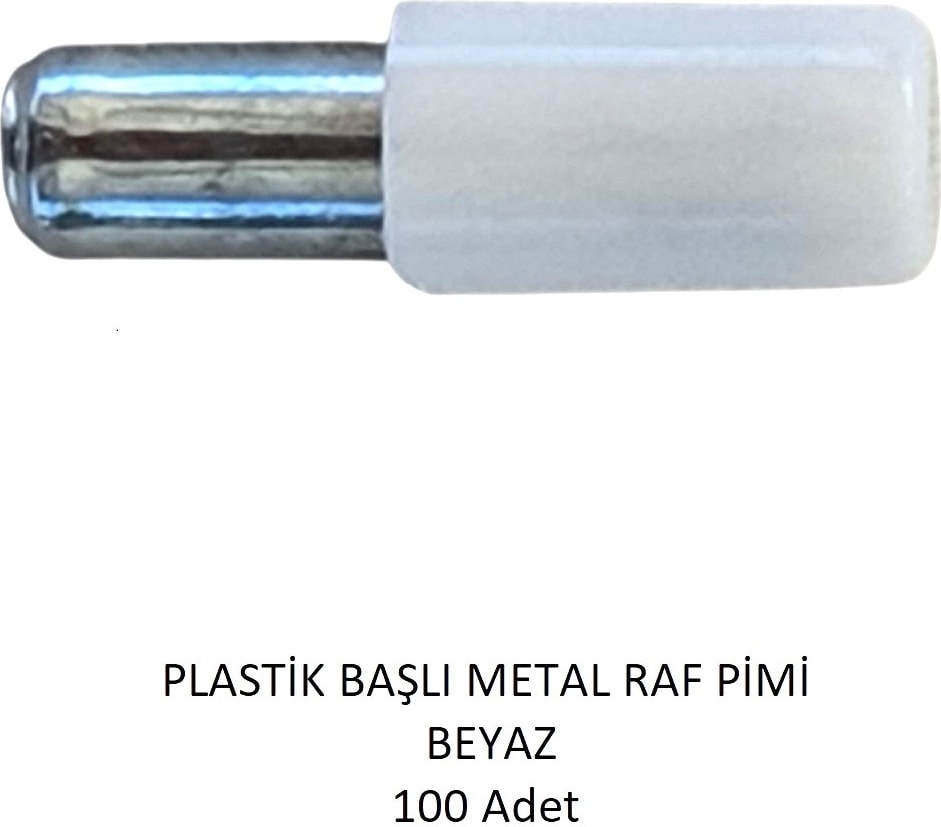 Plastik Metal Başlı Raf Pimi beyaz 100 adet